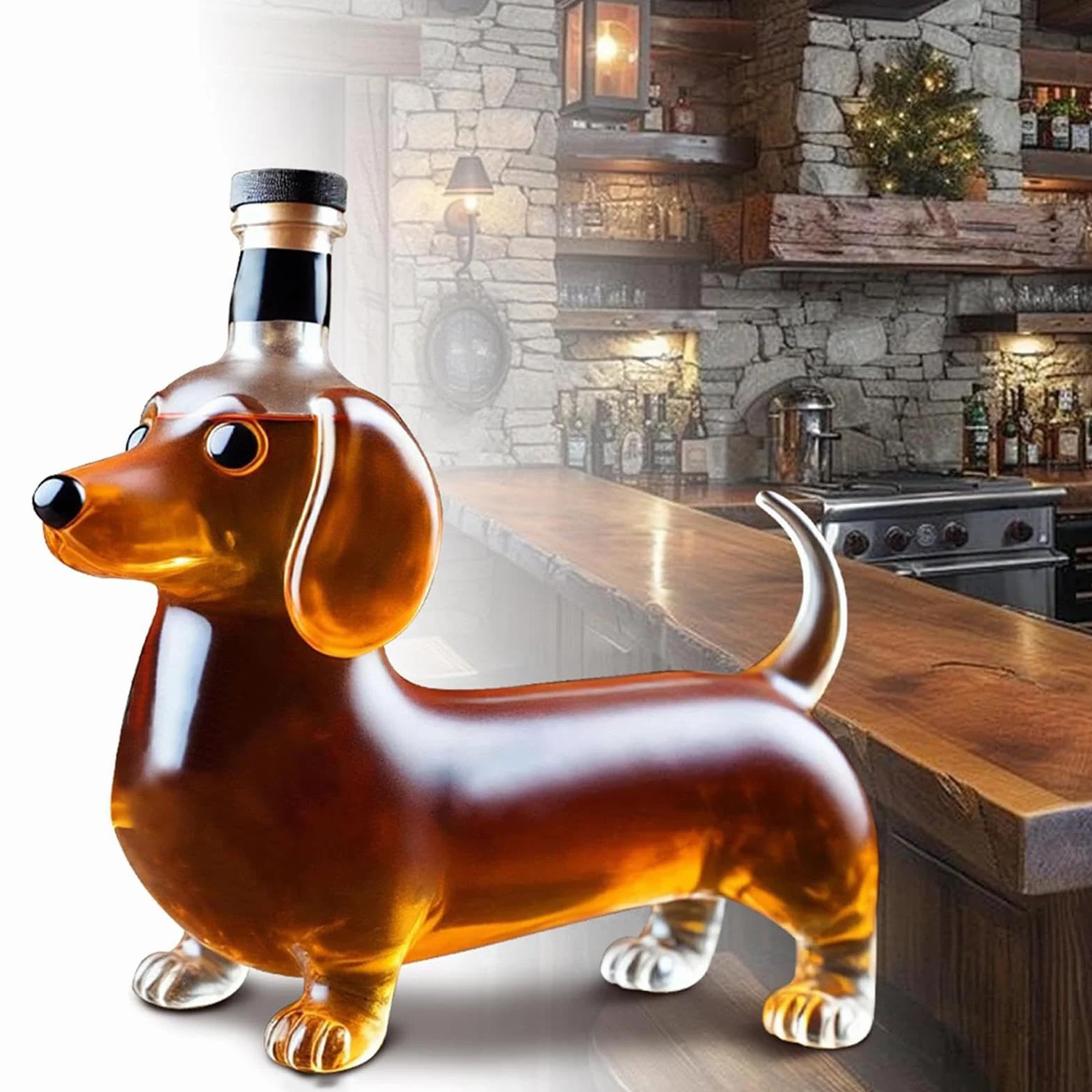 Jamnik butelka whisky dla psa, rze?biony szklany kubek 3D, szklana butelka do whisky w kszta?cie psa, przezroczysty pojemnik wino premium, karafka do czerwonego wina dla mi?o?ników whisky