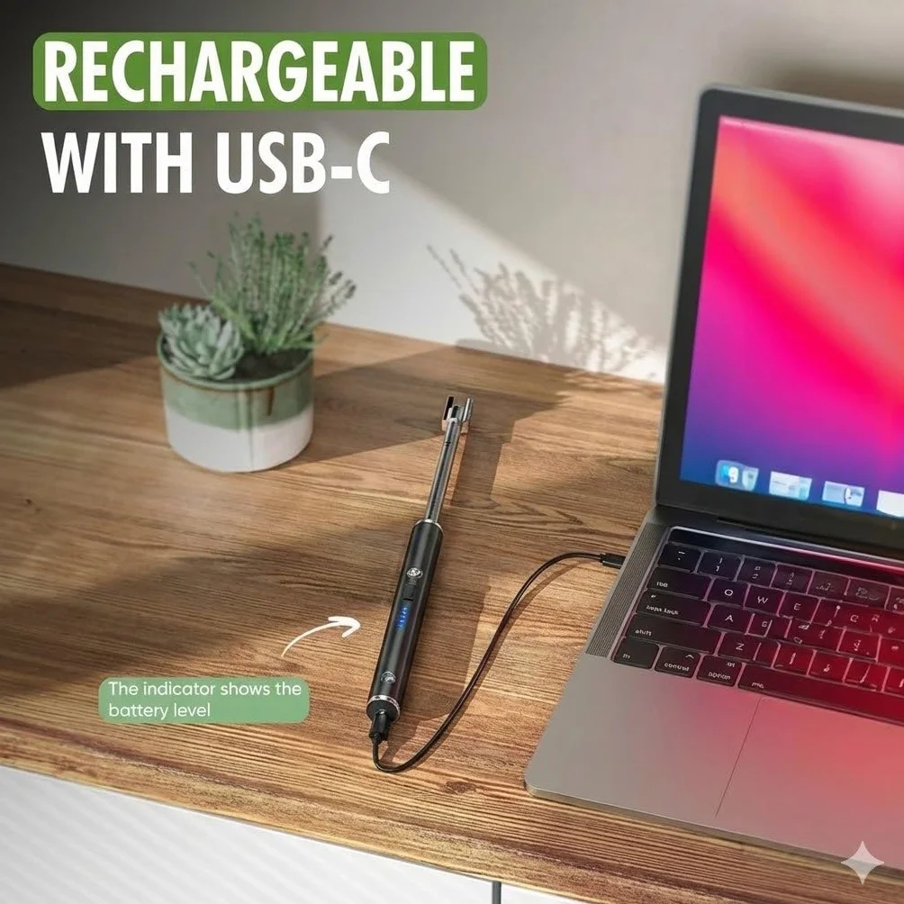 Zapalniczka elektryczna – zapalniczka sztormowa z dłuższą elastyczną szyjką, łuk świetlny, zapalniczka prętowa, ładowana przez USB, zapalarka do świec, plazmowa, prezent – czarna