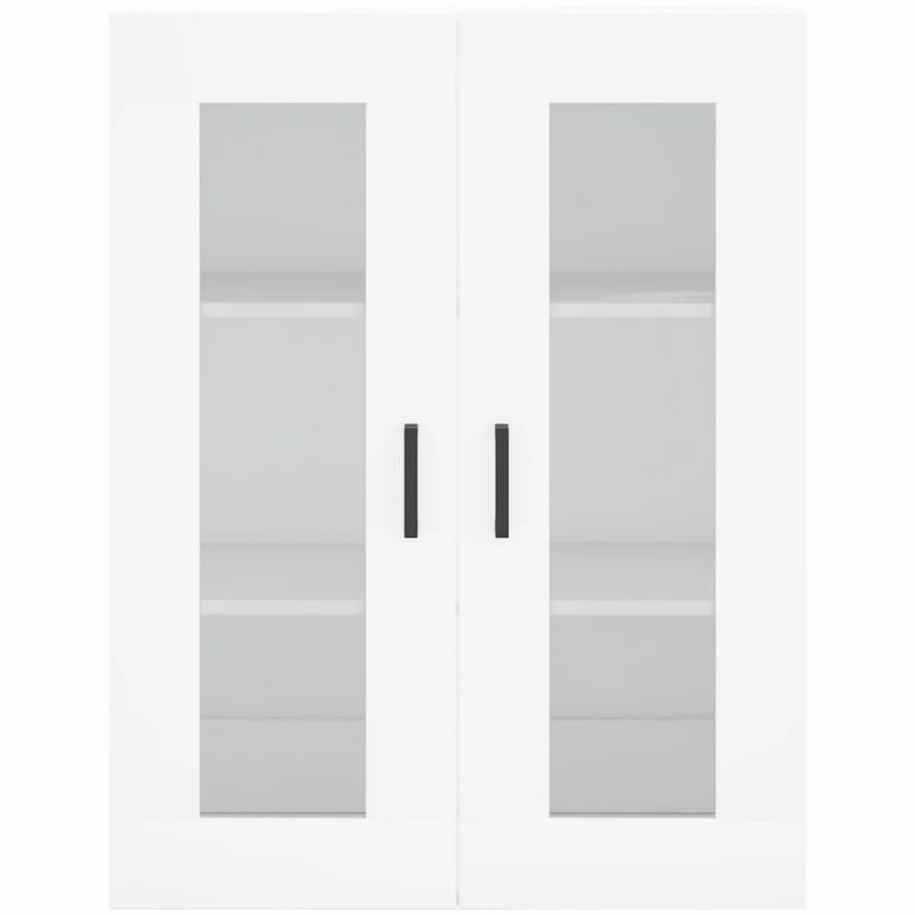 Générique Biały bufet o wymiarach 69,5 x 34 x 180 cm z drewnianymi drzwiami i metalowymi nogami, duża przestrzeń do przechowywania do organizacji codziennych niezbędników.