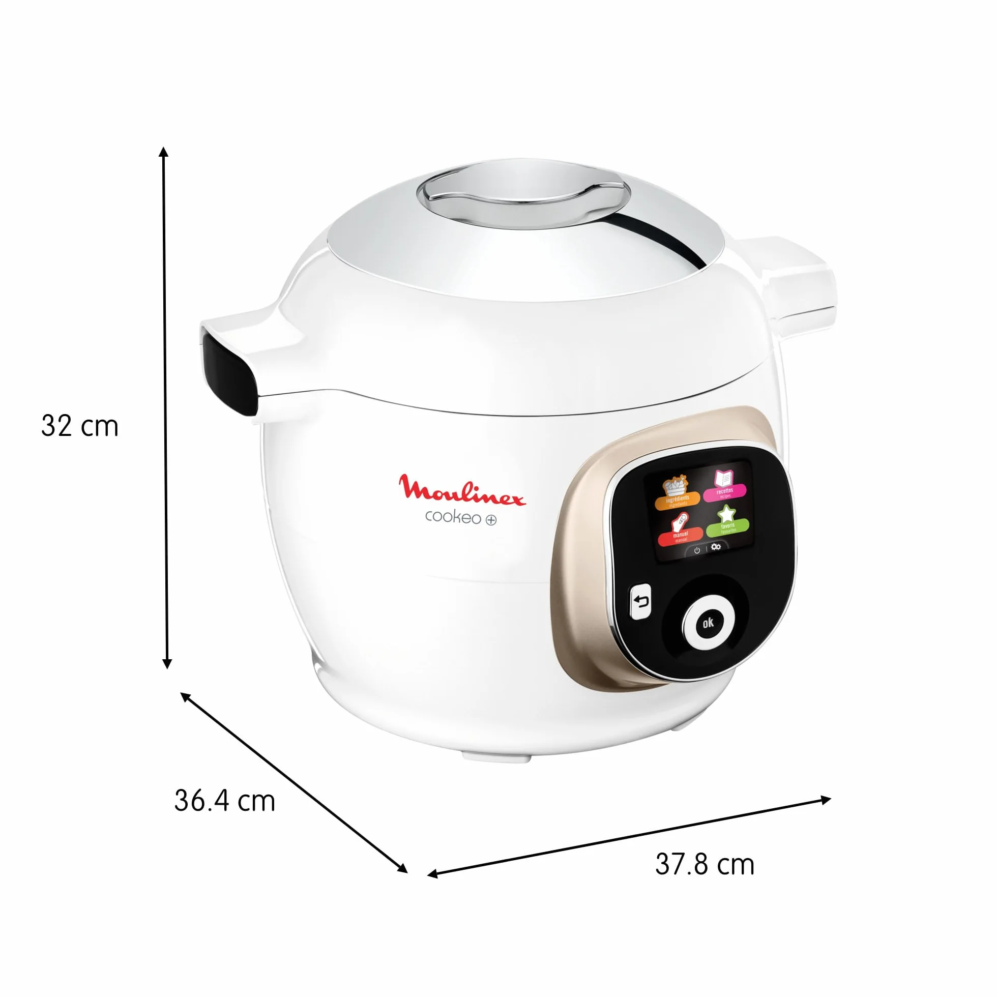 Moulinex, Cookeo Inteligentny multicooker 6L, 150 wbudowanych przepisów, gotowanie bez nadzoru, intuicyjny ekran, instrukcja gotowania, aplikacja MyMoulinex, 1600 W, biały, 15 lat, możliwość naprawy