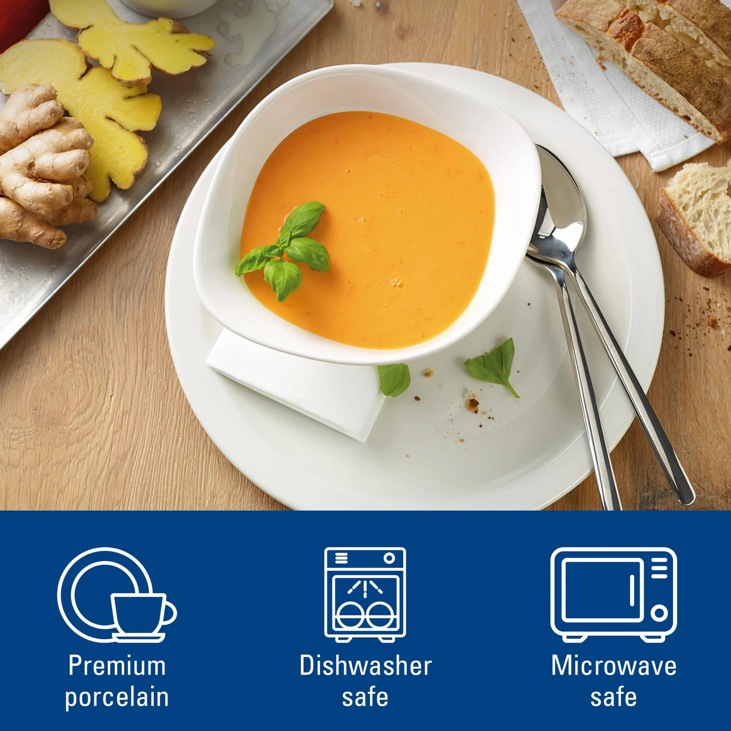 Villeroy & Boch - Vapiano, Zestaw miska do zupy duża, 2 sztuki, 700ml, 18 x 16cm, Porcelana Premium, biały