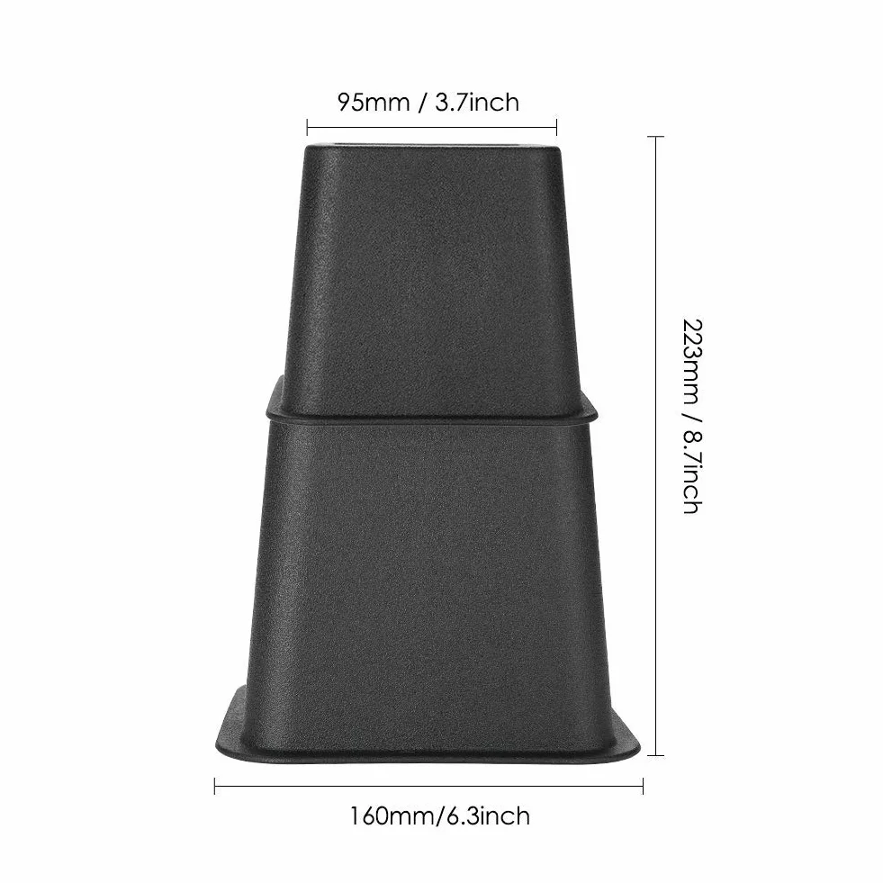 Möbelerhöher Betterhöhung Möbelerhöhung Tischerhöher Elefantenfuß Bed Riser Höhe, Füße verstellbar 8Pcs 4 x 5 "+ 4 x 3", Maximaler Auftrieb von 8 "(Schwarz)