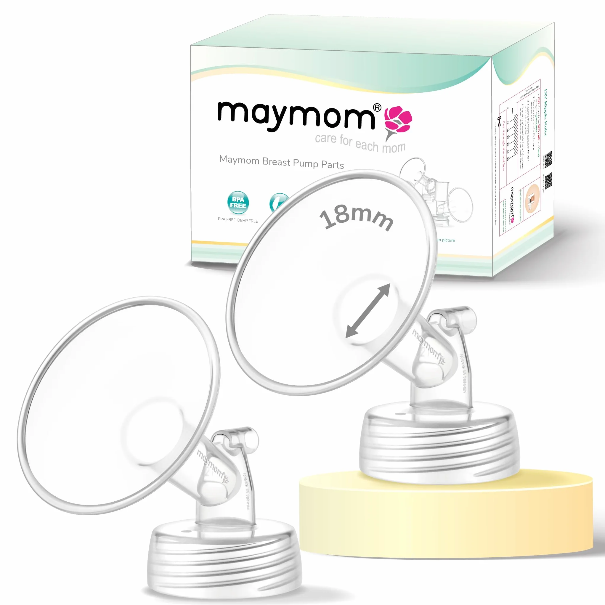 Maymom część do laktatora kompatybilna z Spectra S1 i S2; szerokootworowy lejek 18 mm, nieoryginalny lejek Spectra, zamiennik osłony