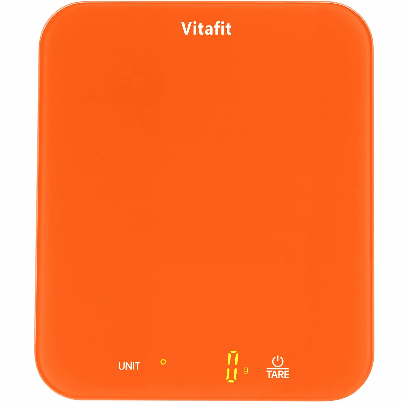 Vitafit Waga spożywcza o wysokiej precyzji 1 g, nasza własna waga kuchenna profesjonalna fabryka od 2001 roku, cyfrowa waga do gotowania i pieczenia, LED, 3 x bateria AAA, odświeżająca pomarańcza