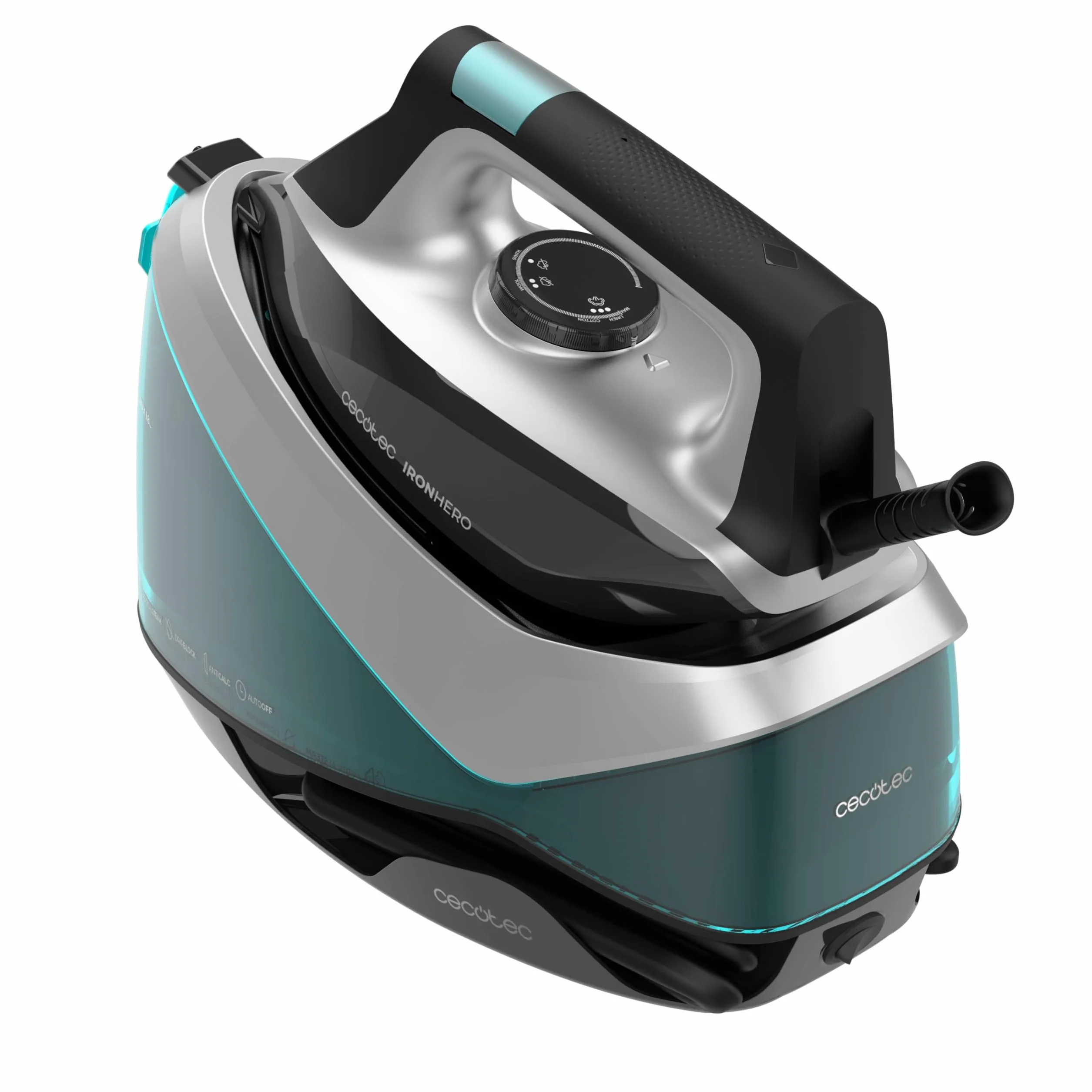 Cecotec Centrum Prasowania Poziomego IronHero H-2800 Station. 2800W, Para 135g/m, uderzenie 360g/m, płyta ceramiczna, antykorozyjna, automatyczne wyłączanie, precyzja, regulacja temperatury