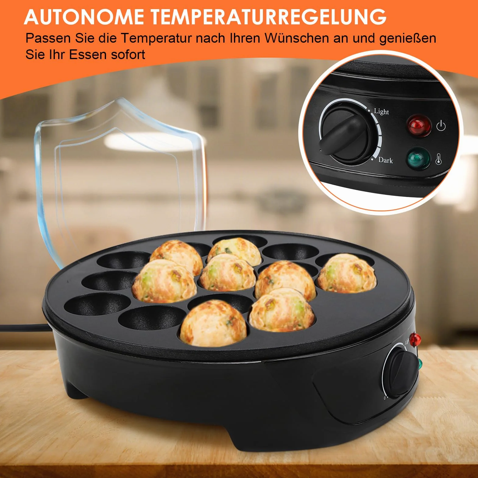 Ejoyous Takoyaki Maker, 18 siatek gospodarstwa domowego, ośmiornica, mini elektryczna, forma do pieczenia, szybka maszyna śniadaniowa (UE)
