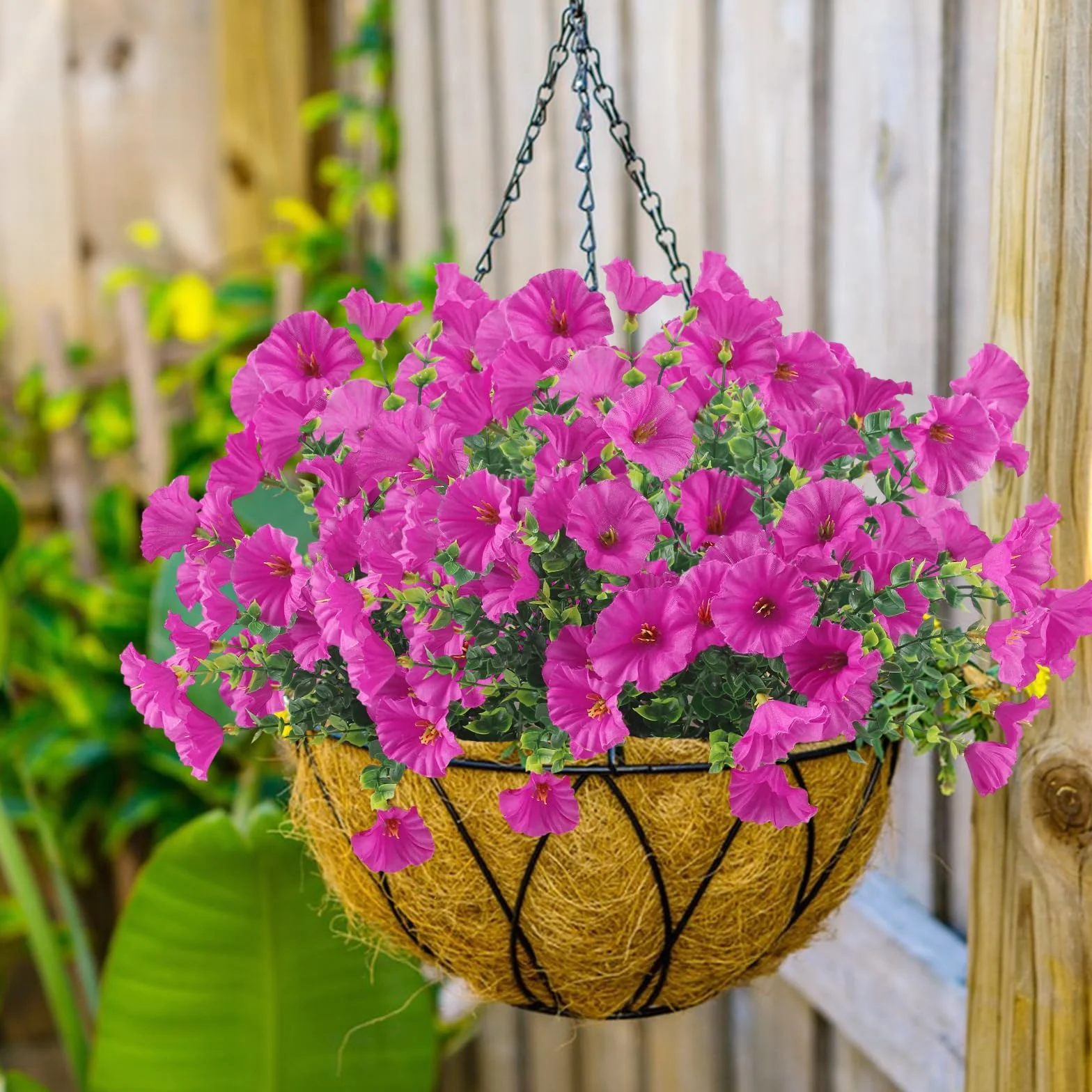YUE QIN Sztuczne kwiaty do użytku na zewnątrz, 6 wiązek sztucznych roślin balkonowych, pelargonie, sztuczne kwiaty, jak prawdziwa petunia, realistyczne plastikowe kwiaty do użytku na zewnątrz, do