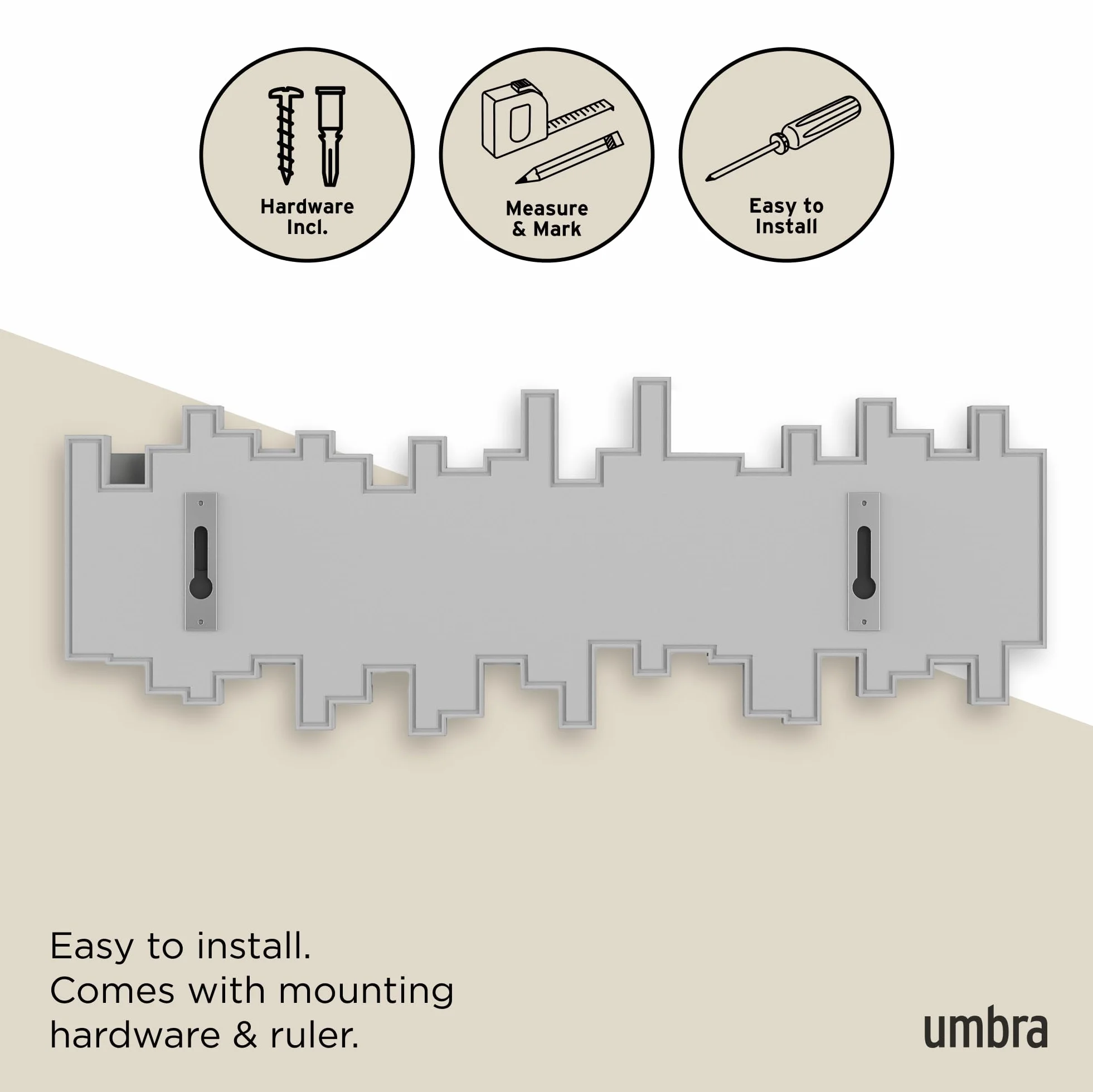 Umbra Sticks Haczyki na Ubrania, Szary, 49.2 x 18.1 x 2.9 cm