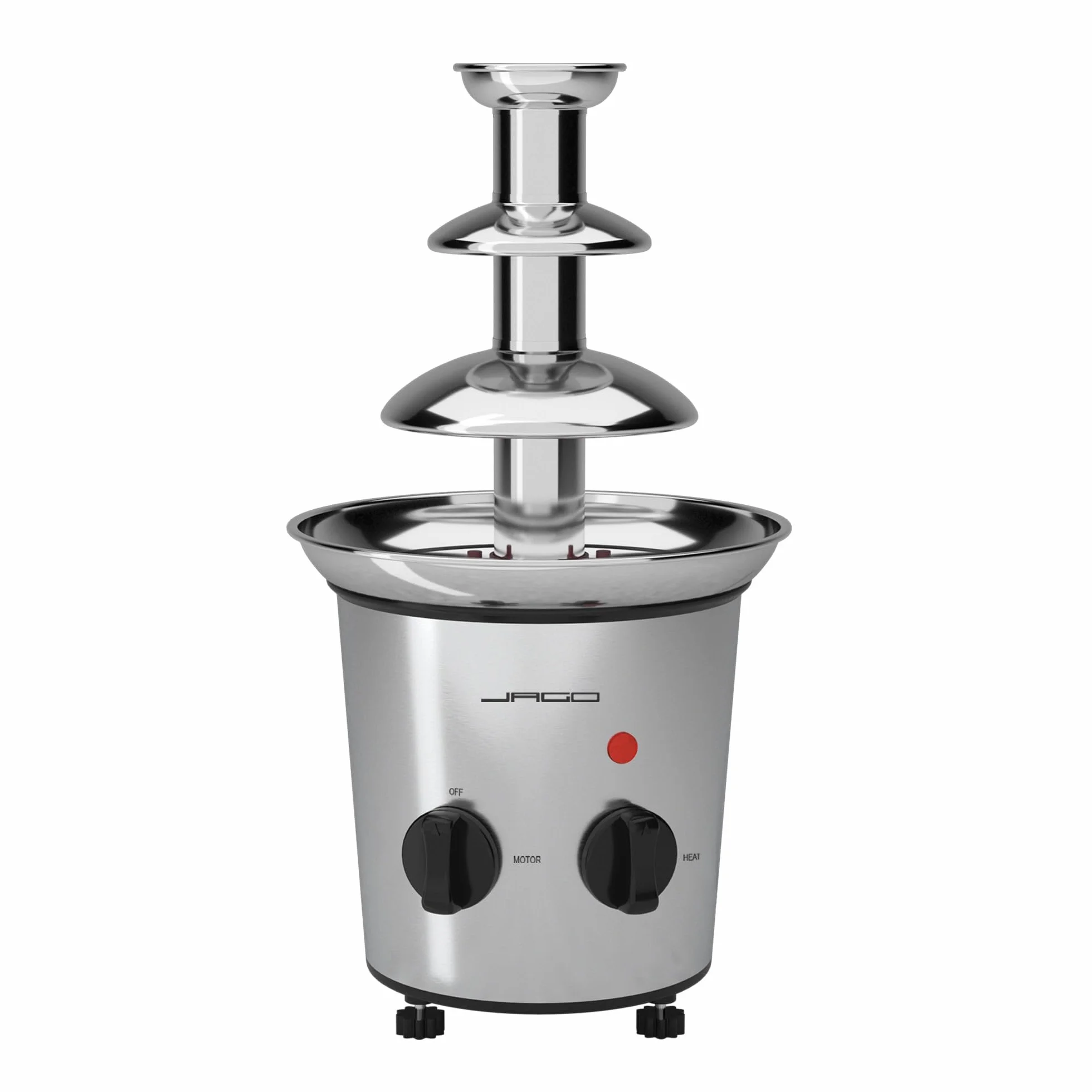 Jago® Fontanna czekoladowa 275 W – 3 poziomy, 1 kg, stal nierdzewna, zmywarka, srebrna – fondue, czekoladowe fondue