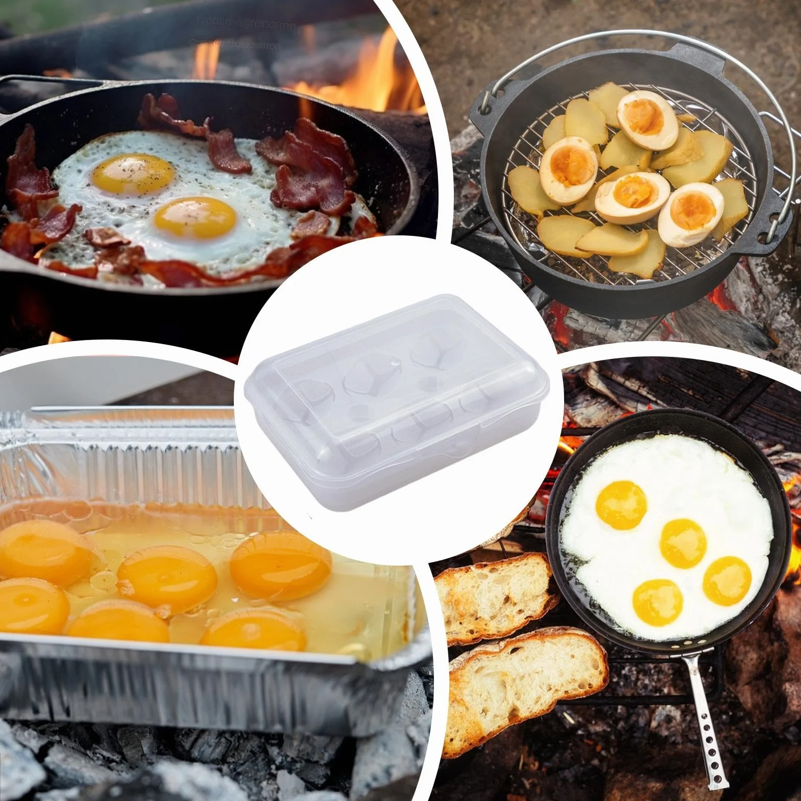 Egg Container, 6-Grid Fridge Storage Box, Shock-Absorbing Egg Holder, 7.87x5.51x2.6 inches Compact Carrier for Kitchen, Outdoor Camping, Picnic Use, Travel and Gift