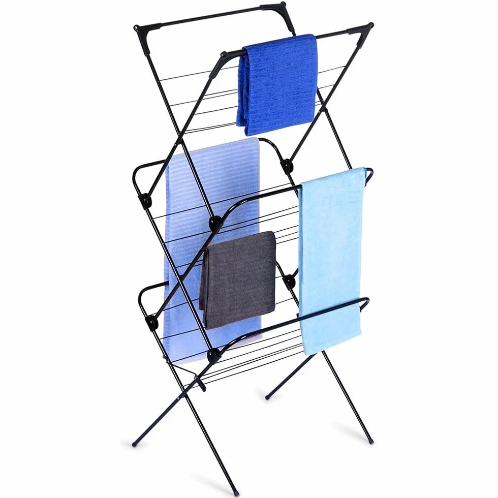 Vilde Wieża na pranie, suszarka wieżowa, z metalu, czarna, pionowa, 61 x 58 x 136 cm