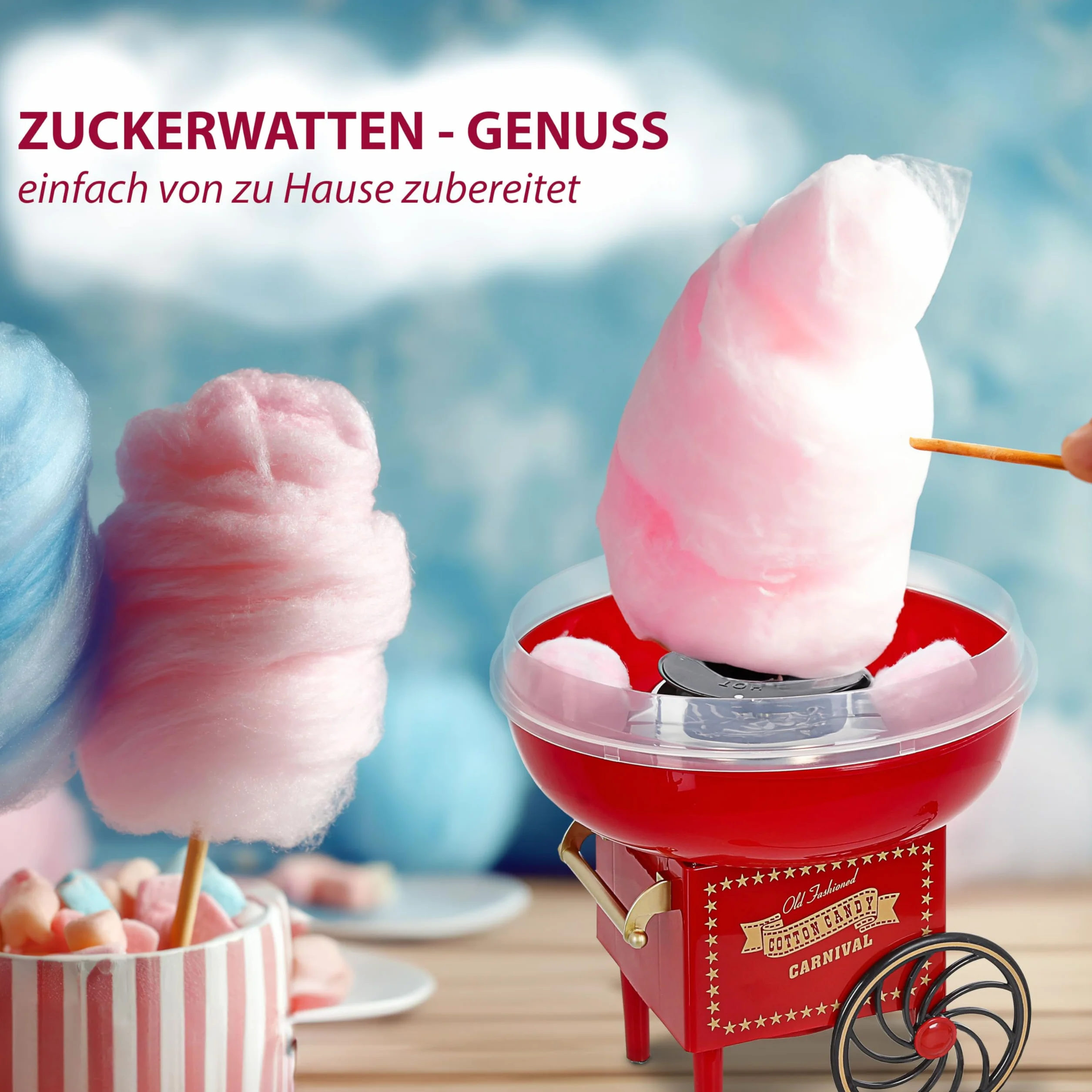 Maszyna do waty cukrowej, czerwone złoto, 29 x 28 cm, tworzywo sztuczne, jarmark Cotton Candy, urządzenie do waty cukrowej, robot kuchenny, cukier (czerwona)