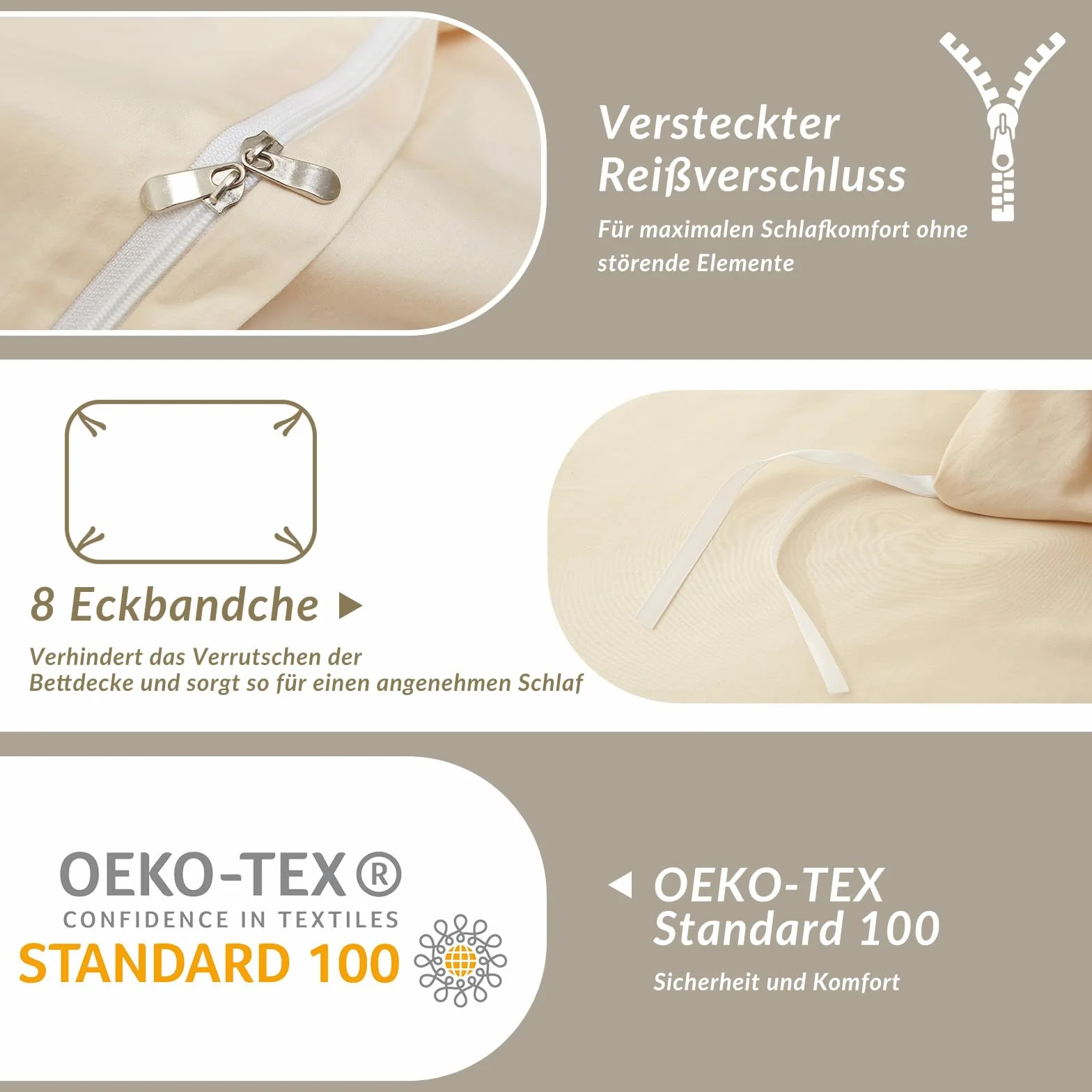 Bailix Pościel satynowa klasy premium, 135 x 200, 2-częściowa, ze 100% bawełny, Öko-Tex, luksusowa, błyszcząca satyna z zamkiem błyskawicznym, zestaw pościeli z 1 poszewką na kołdrę 135 x 200 + 1