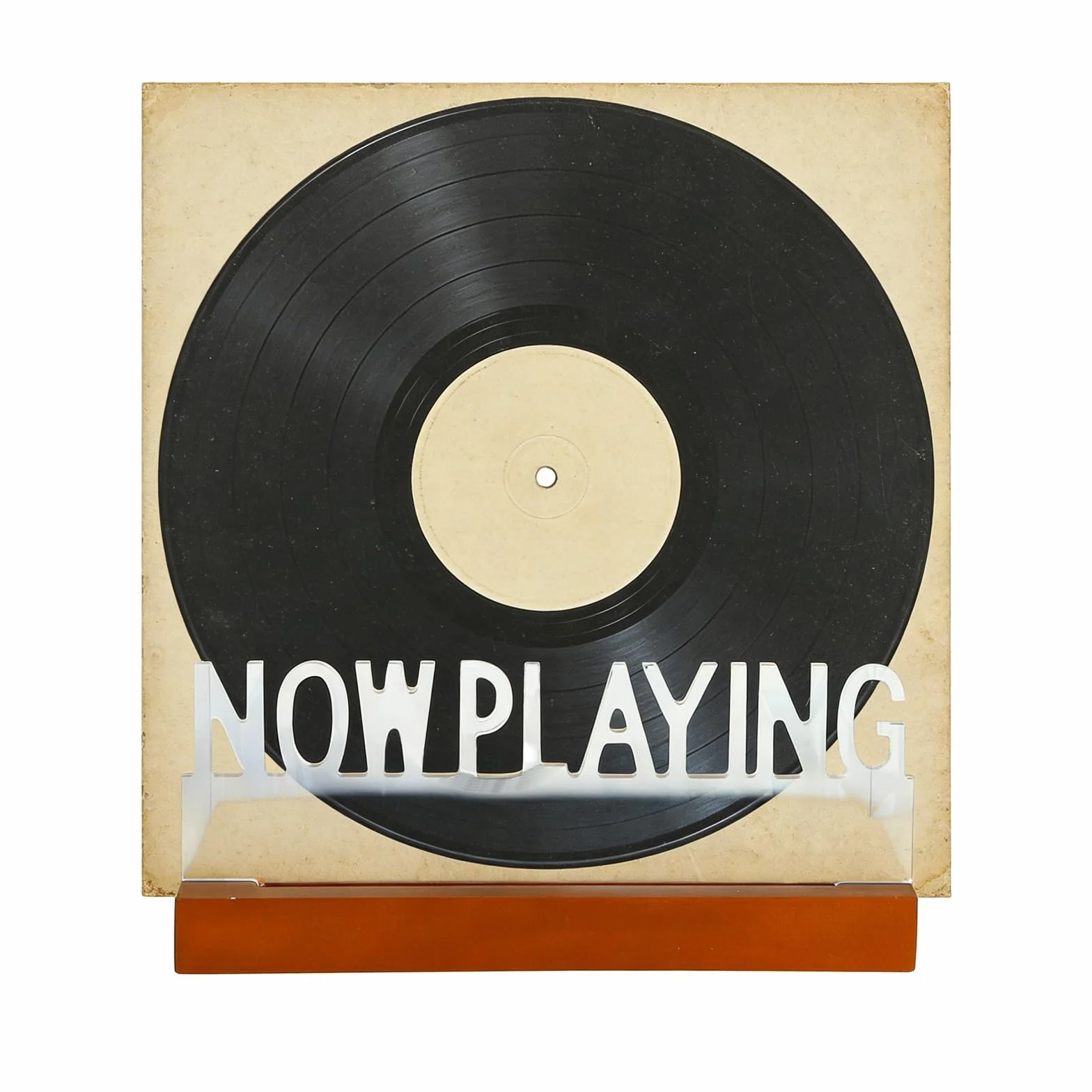 Now Playing stojak na płyty winylowe, drewniany, akrylowy uchwyt z ciepłymi białymi światłami, podświetl regał na płyty gramofonowe, teraz Playing Vinyl Record Stand do winylowych albumów i