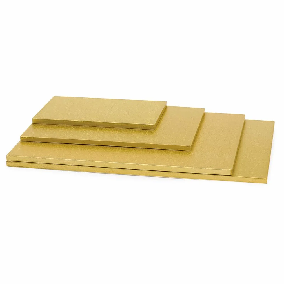 Decora, 0931377 Sztywny prostokątny podkład na tort, złoty kolor, podwójnie powlekany aluminium, wytrzymały i wytrzymały, idealny do prezentacji ciast, 60 x 40 x wys. 1,2 cm