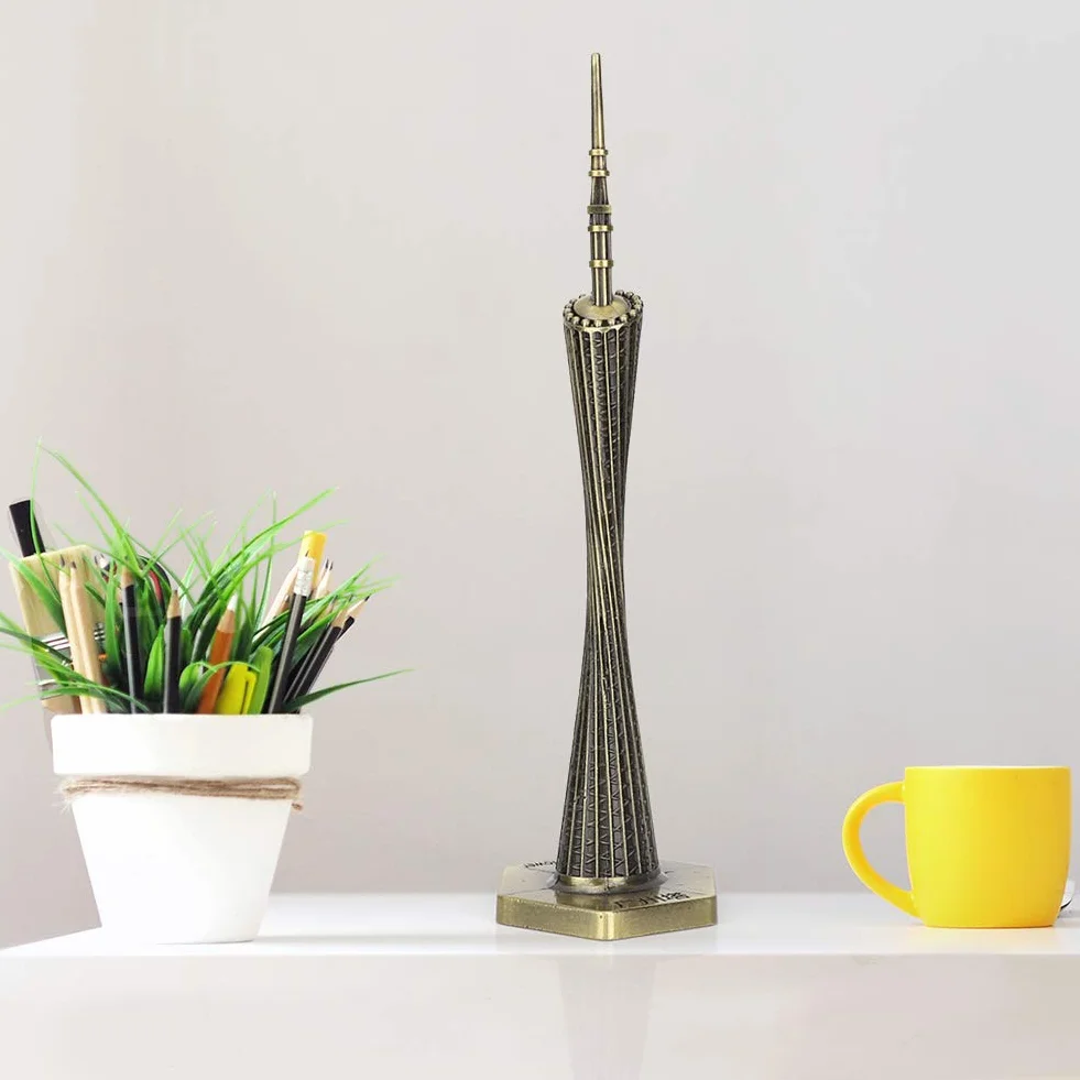 Marhynchus Metal Canton Tower model Guangzhou mała talia, vintage, rzemiosło artystyczne, pamiątka z ornamentów (brąz)