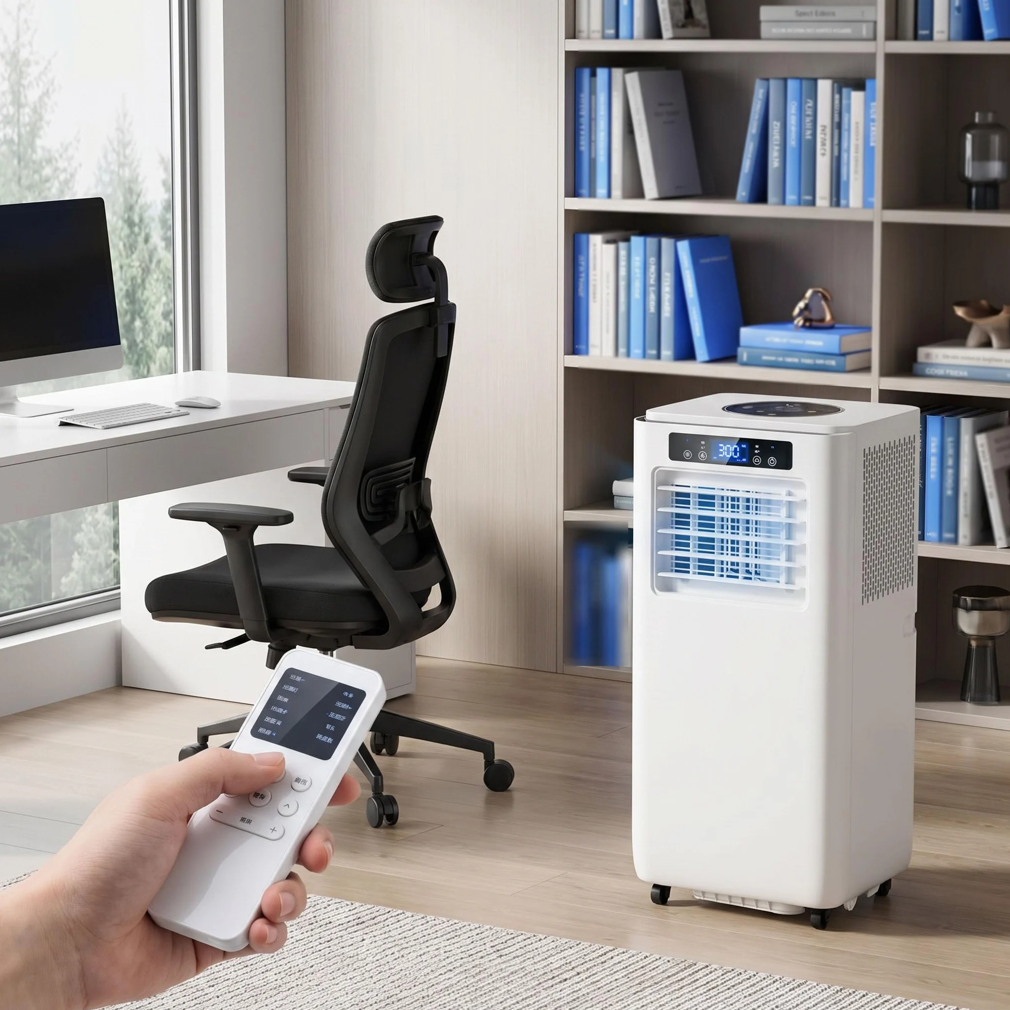 Przenośny klimatyzator 12000 BTU, chłodzenie 300 m2, inteligentny klimatyzator z osuszaczem, wentylator, 24-godzinny timer i pilot zdalnego sterowania, oscylacja 120°