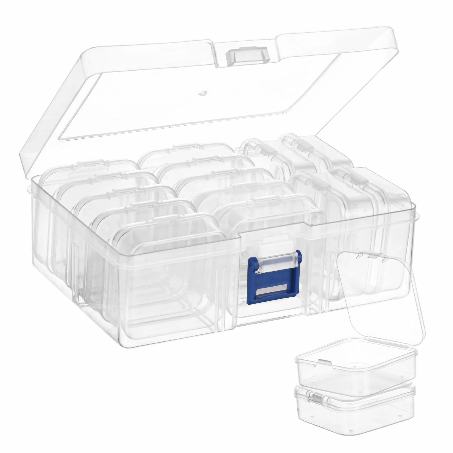 Mini przezroczyste plastikowe pudełka do przechowywania 5.5x5.5x2 cm 15 sztuk na małe przedmioty