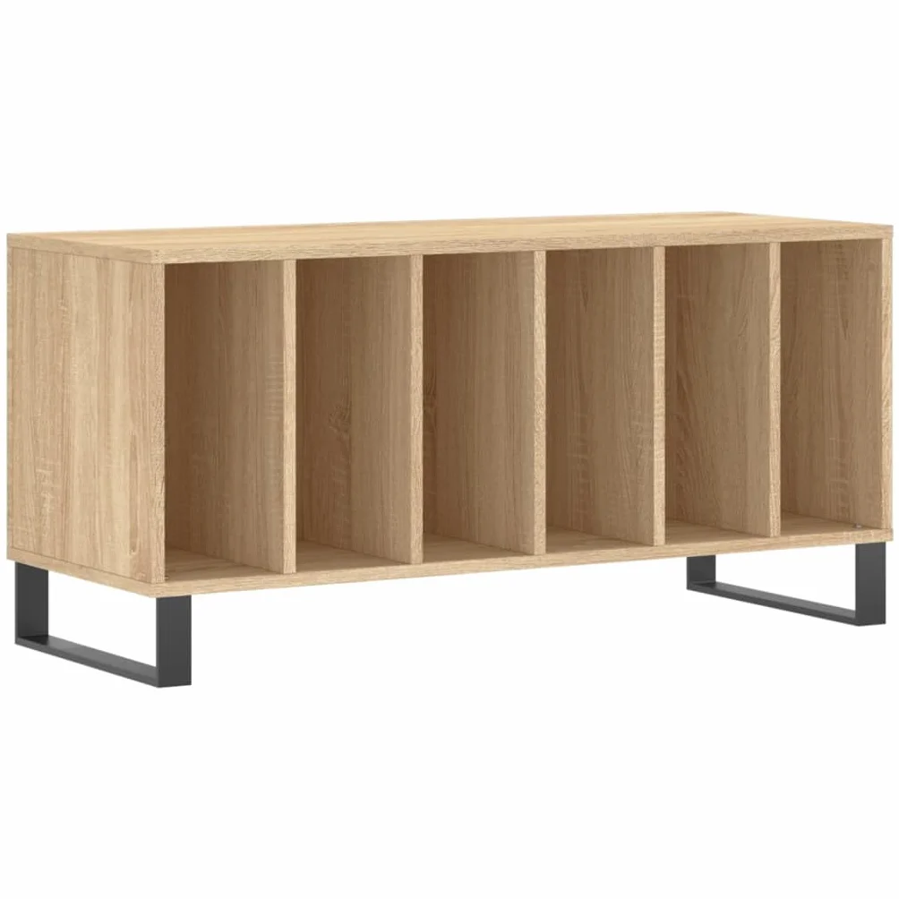 Générique Szafka winylowa Chene Sonoma 100x38x48 cm Drewno Ingenierie | Żelazne nogi, wytrzymały top, stojak na płyty LP, styl industrialny