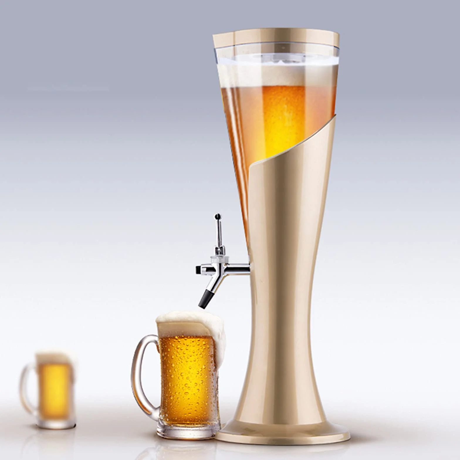Wieża Piwa, Dozownik napojów Beer Tower z rurką do utrzymywania zimnych napojów, idealna na imprezy i gry, akcesoria do baru domowego,5,3.0L