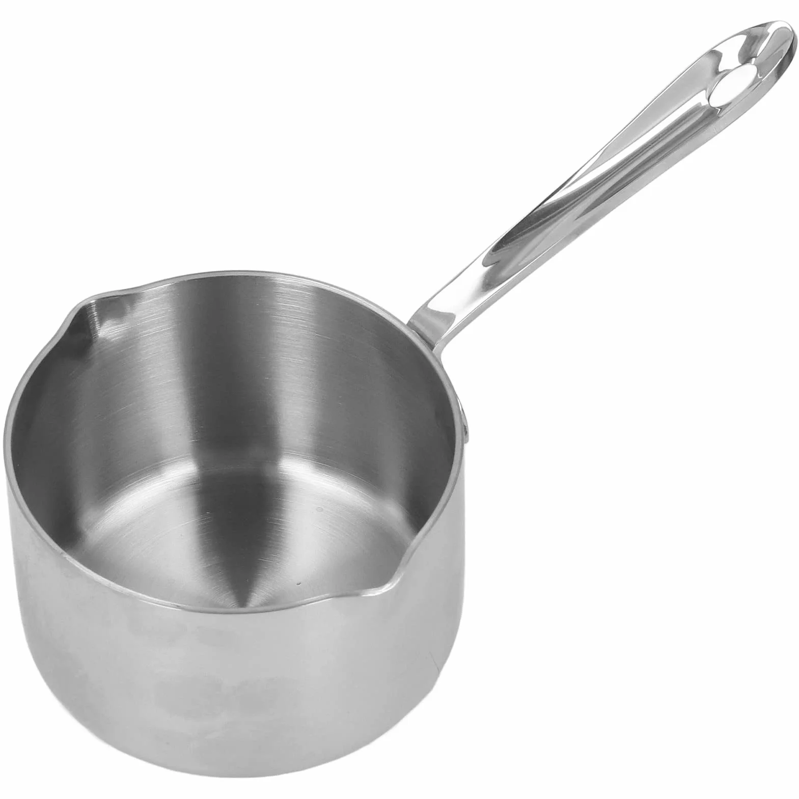 Garnek na Mleko ze Stali Nierdzewnej, Wydajny do Topienia Masła, z Dwiema Dyszami Indukcji/Gazu, 300 Ml, Odpowiedni do Podgrzewania Mleka/Sera/Czekolady, Otwór
