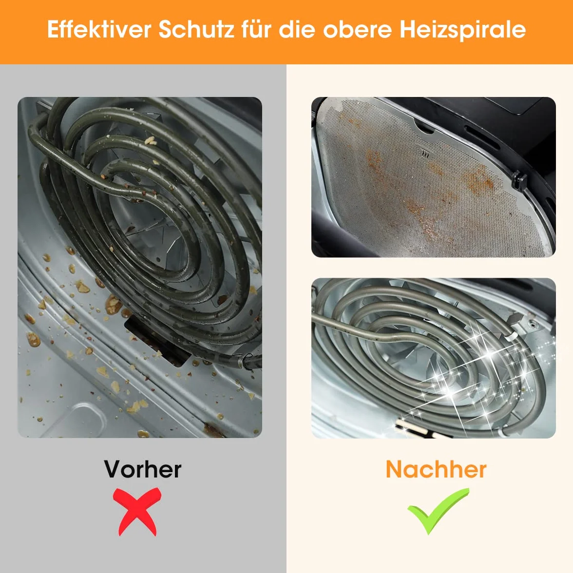AIEVE Osłona przed rozpryskiwaniem tłuszczu ze stali nierdzewnej, kompatybilna z Philips Essential Airfryer XL - 6,2 l, akcesoria do frytkownicy, płyta natryskowa do ochrony spirali grzewczej