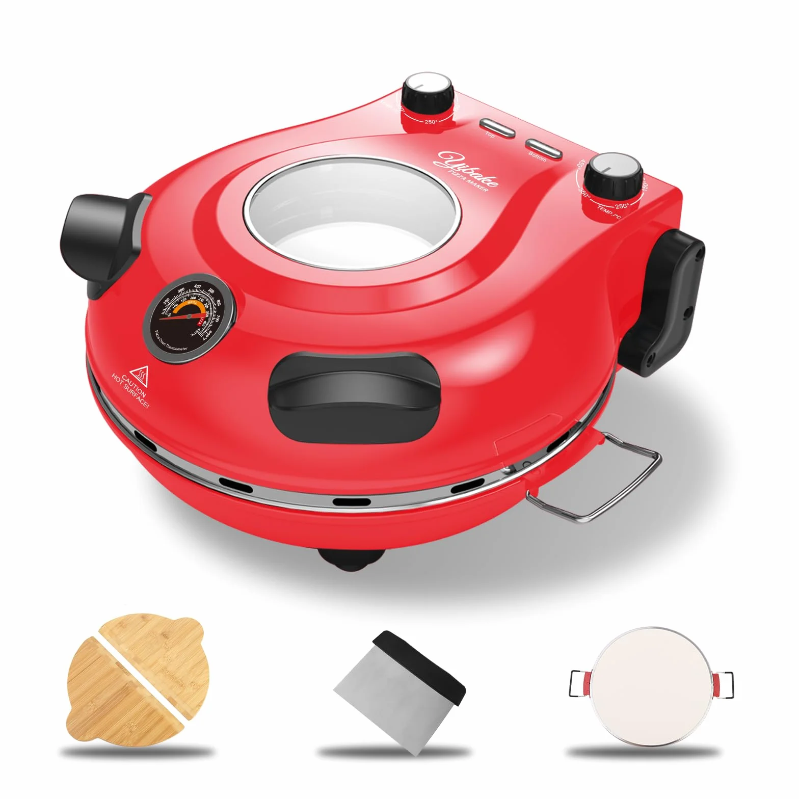 elektryczny piec do pizzy w 4 minuty, płyta ogniotrwała 32 cm, 1200 W, 5 trybów pracy, maks. temperatura 420°C