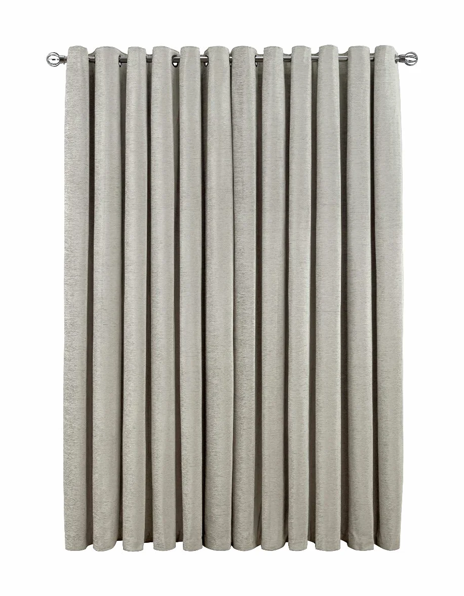 Sleepdown Luksusowe zasłony z oczkami szenilowymi do sypialni i salonu 168 x 132 cm kremowe 2 panele