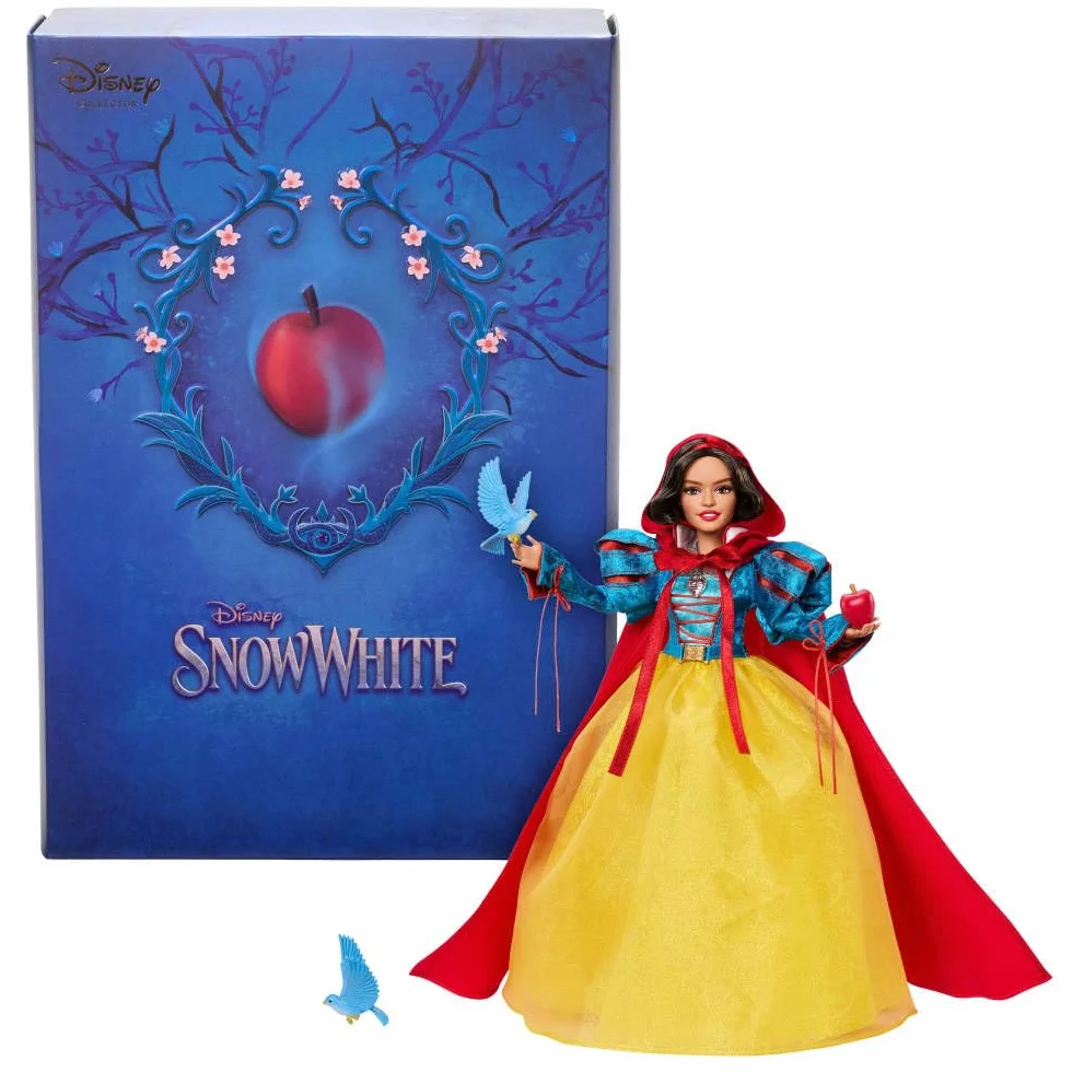 Mattel Disney Collector Królewna Śnieżka Lalka kolekcjonerska w ikonicznym stroju inspirowanym filmem aktorskim Disneya, prezent dla dzieci i dorosłych kolekcjonerów, HVY53