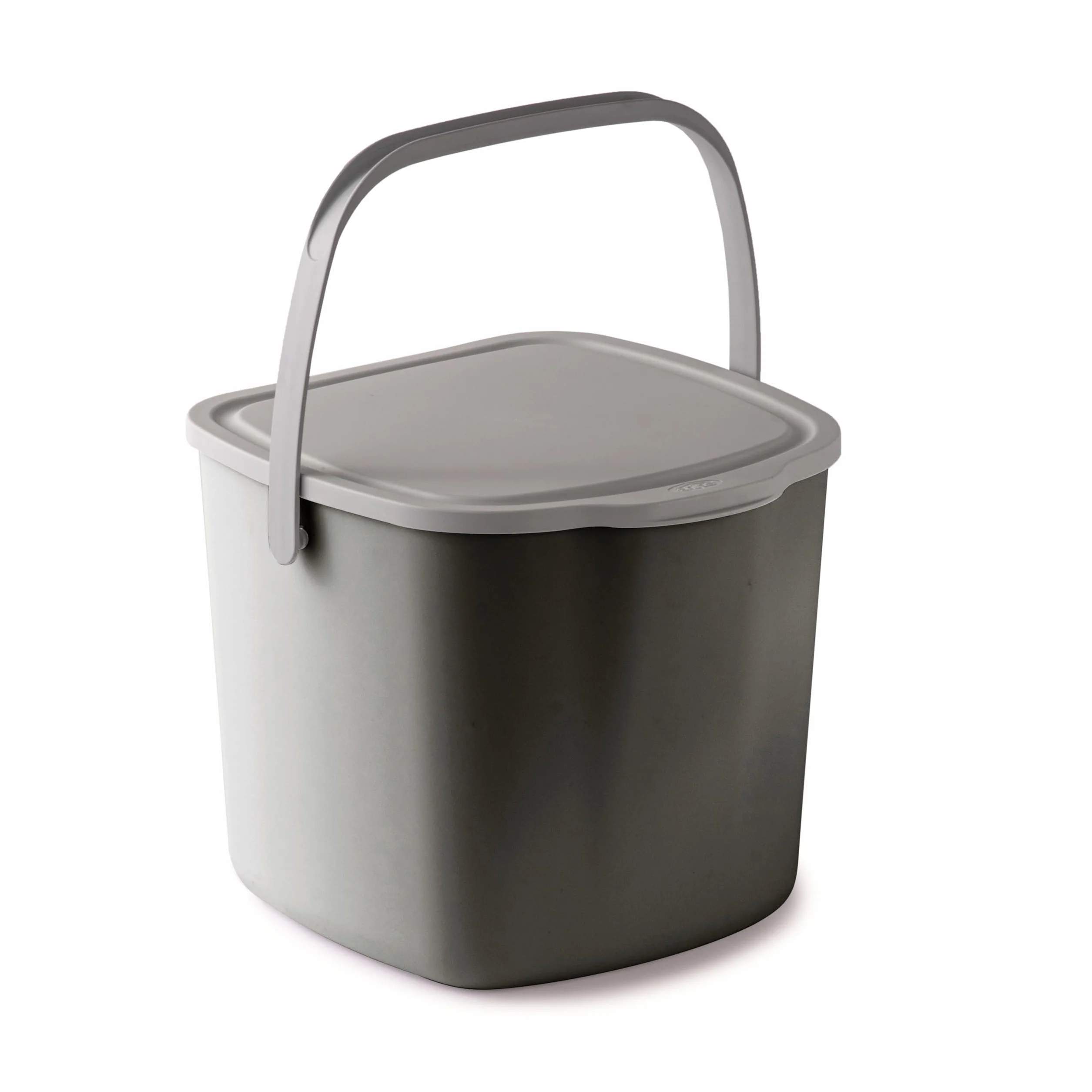 Snips Kosz na odpady organiczne, kosz na kompost, kosz na śmieci z pokrywką i uchwytem, 3 l, ekologiczny kosz na śmieci, do kuchni, 20,5 x 18,5 x 16,7, wyprodukowano we Włoszech, szary, nie zawiera
