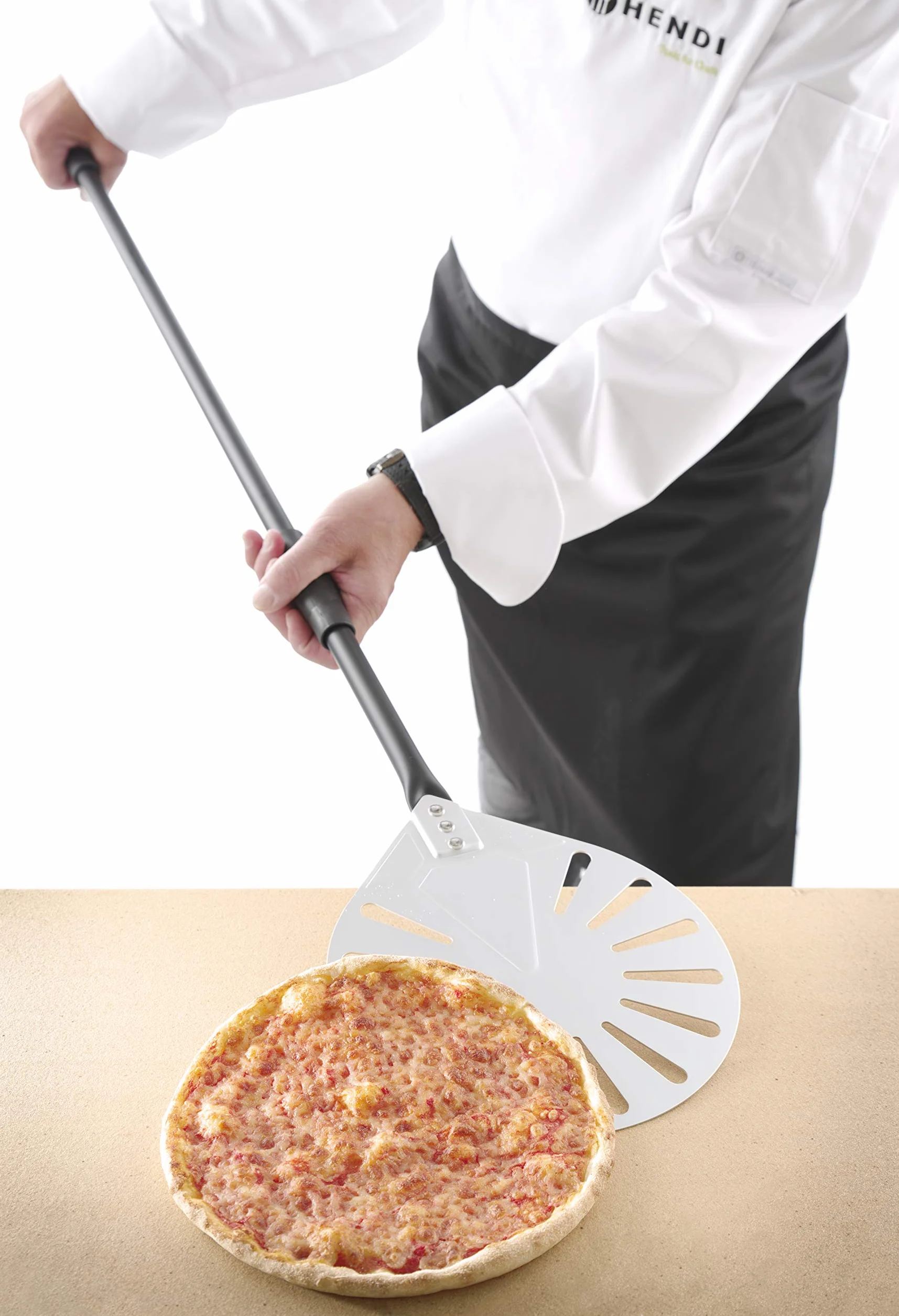 HENDI Łopata do pizzy okrągła | perforowana | Długość 1200 mm