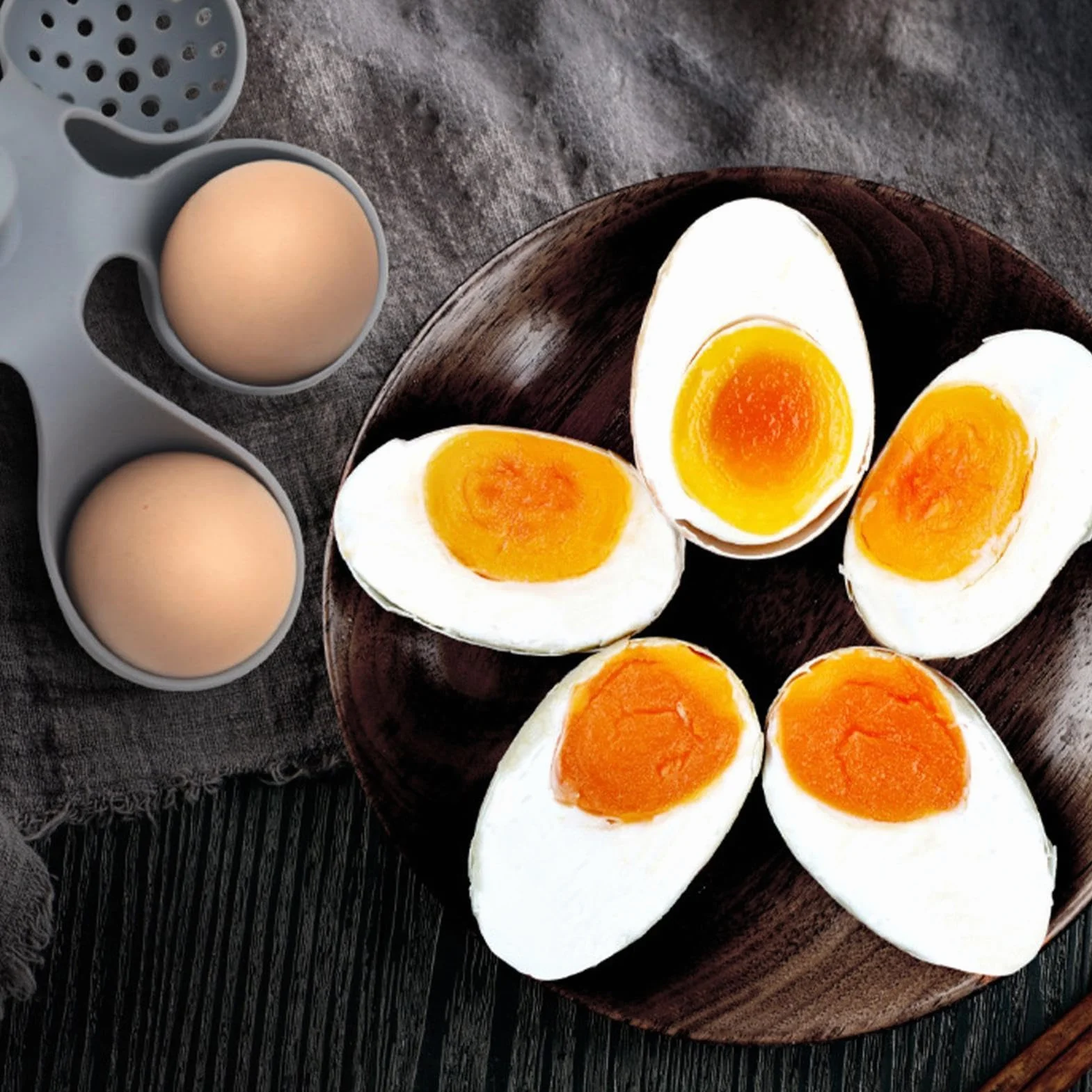 Silicone Egg Cooker Cups Egg Poacher Set 5.12x5.12x4.92 Inches High Temperature Resistant Dishwasher Safe