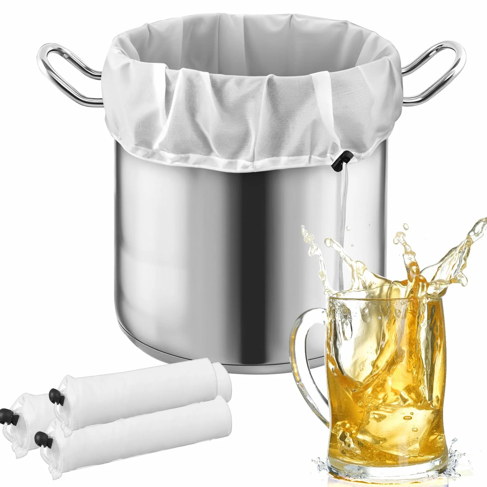 oruola 3 sztuki filtrów do warzenia piwa, duży saszetka do przesiewania, tkanina do przecedzania wielokrotnego użytku, ściereczka do odcedzania, sitko, tkanina z nylonu do kuchni do warzenia w domu