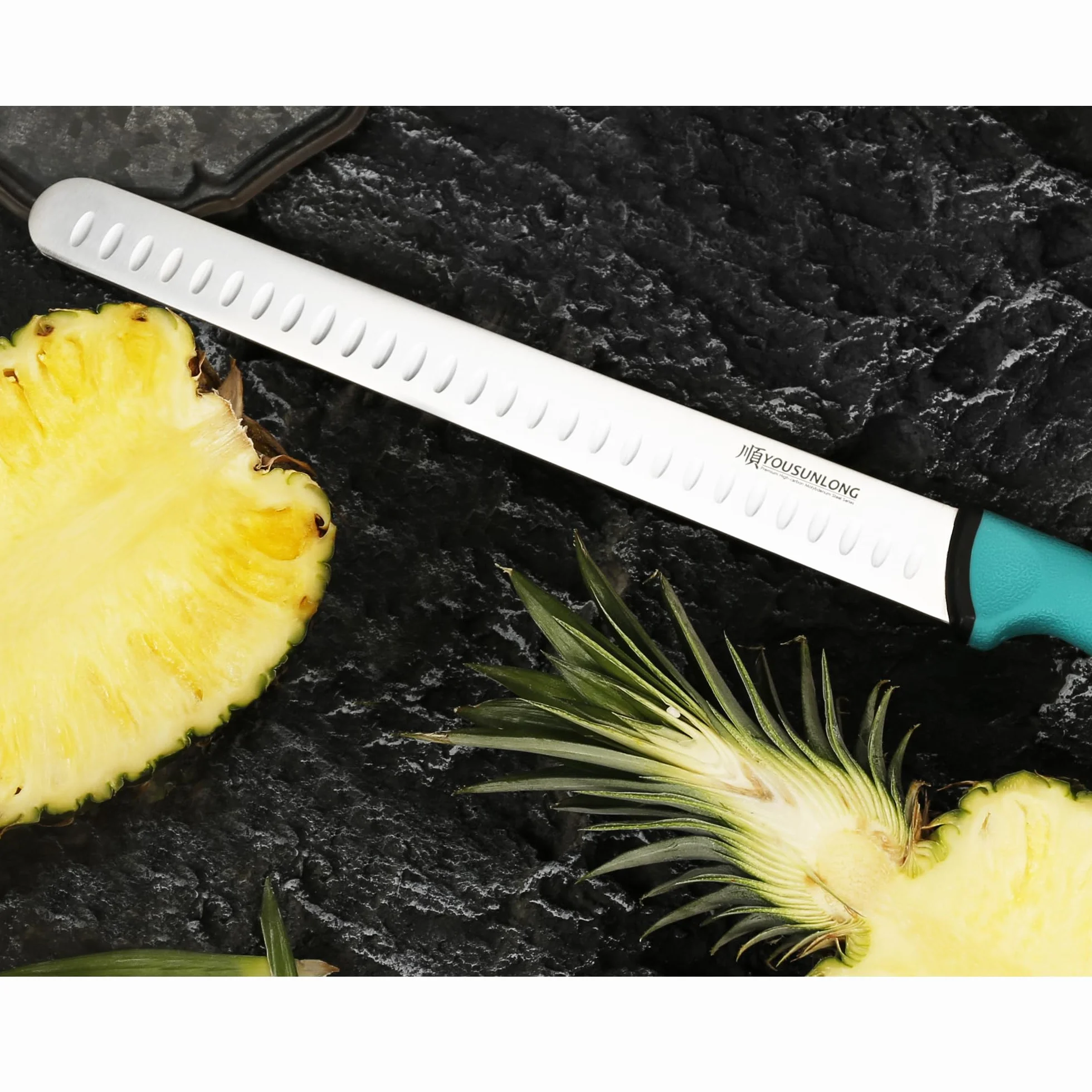 YOUSUNLONG Nóż do krojenia mostka, 30 cm, ostry jak brzytwa nóż do rzeźbienia, wysokowęglowa stal molibdenowa, uchwyt santoprenowy, zaprojektowany do brykietów, pieczeni, indyka, grillowania