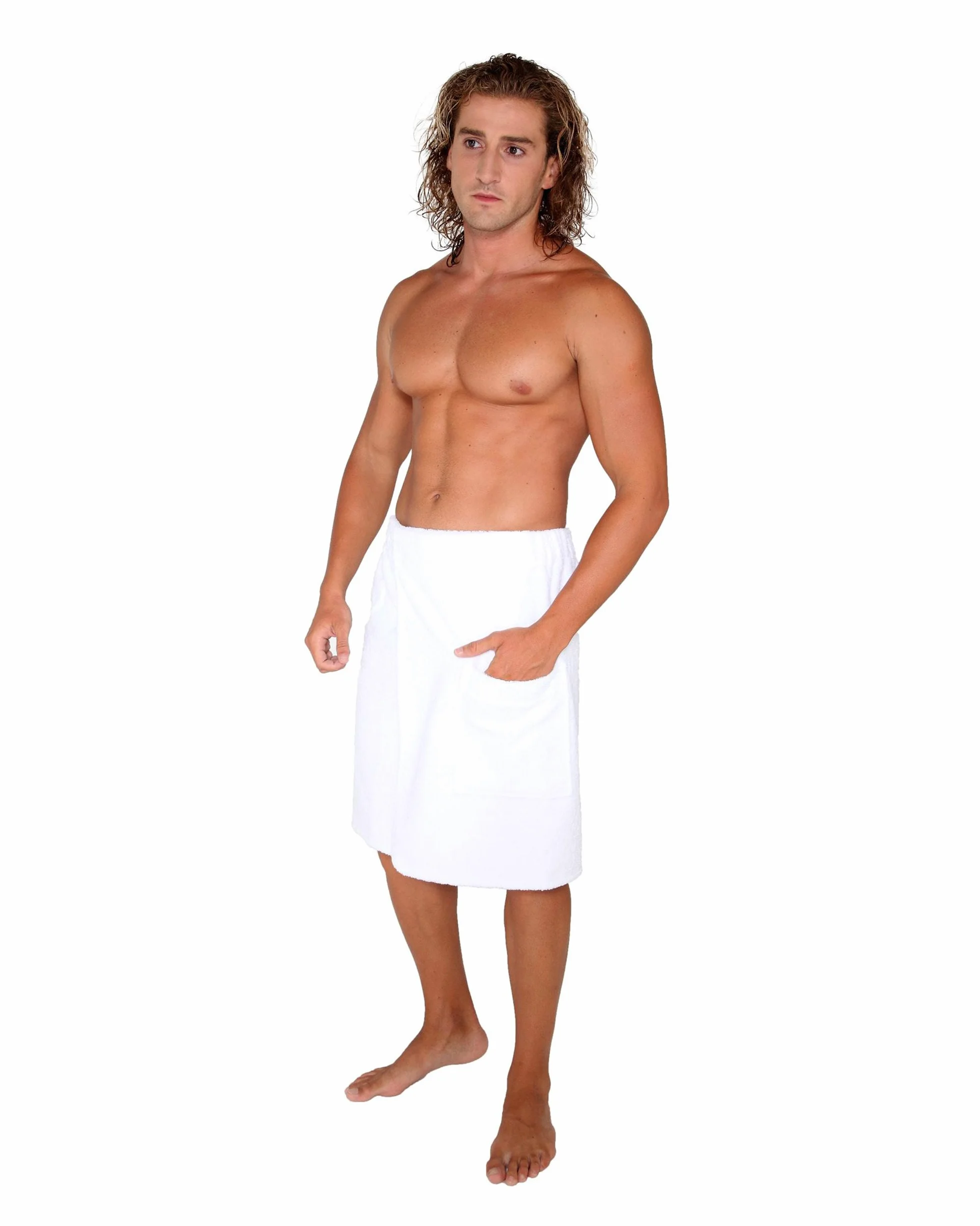 Męski Kilt do Sauny z Rzepem i Gumką – 100% Organiczna Bawełna Frotte, Certyfikat GOTS – Ręcznik do Sauny, Spa i Wellness – Miękki, Chłonny, Regulowany