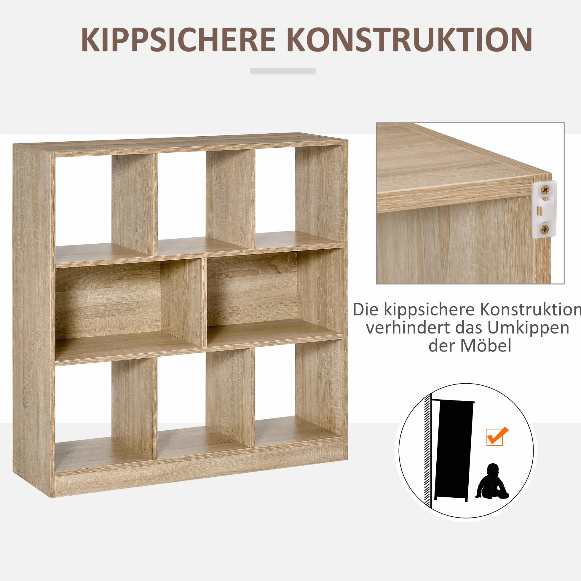 HOMCOM regał 3-poziomowy regał do przechowywania regał biurowy regał ekspozycyjny regał do domowego biura salon MDF naturalny 97,5 x 30 x 100 cm