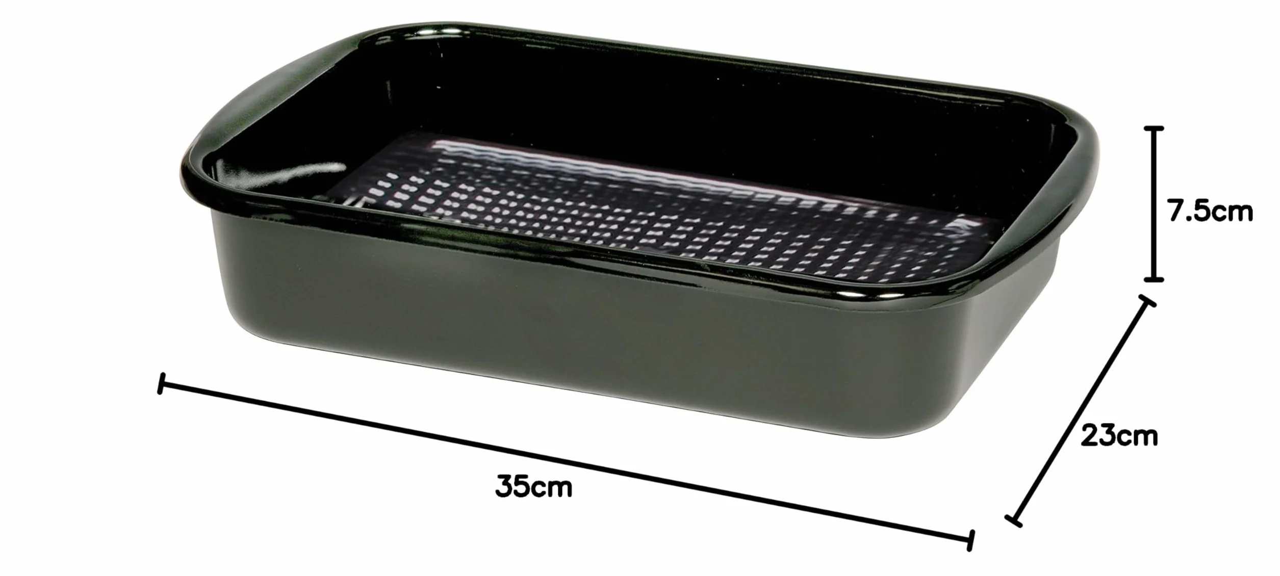 Riess, 0433-022, patelnia grillowa kwadratowa z dnem waflowym 35/23, CLASSIC - formy do pieczenia i pieczenia, 35 x 23 cm, wysokość 7,5 cm, emalia, czarna, brytfanna, forma do zapiekania, patelnia