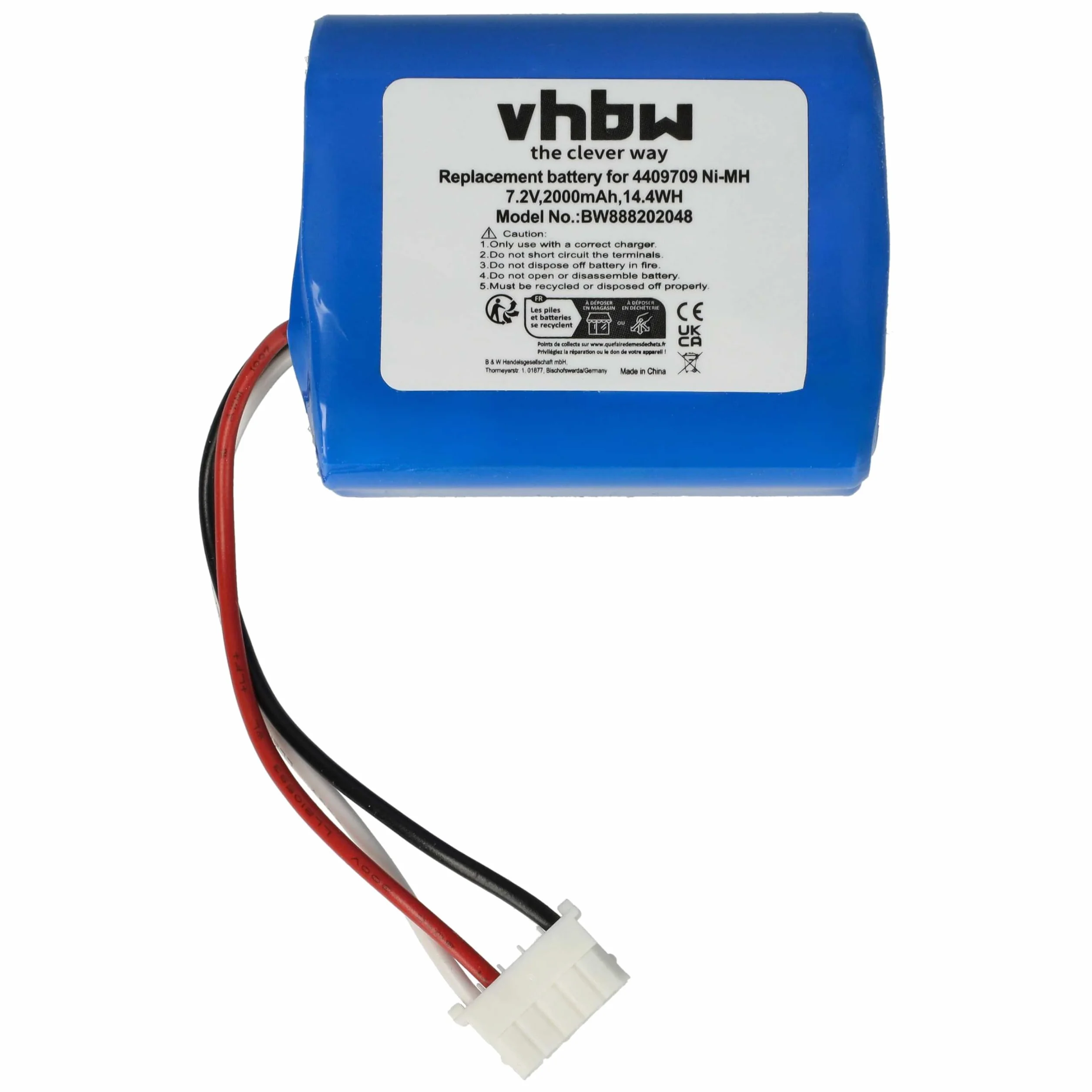 vhbw Akumulator kompatybilny z iRobot Braava 2000, 300, 380, 380T, 381, 390, 390T Home Cleaner Home Cleaner robot domowy (2000 mAh, 7,2 V, NiMH)