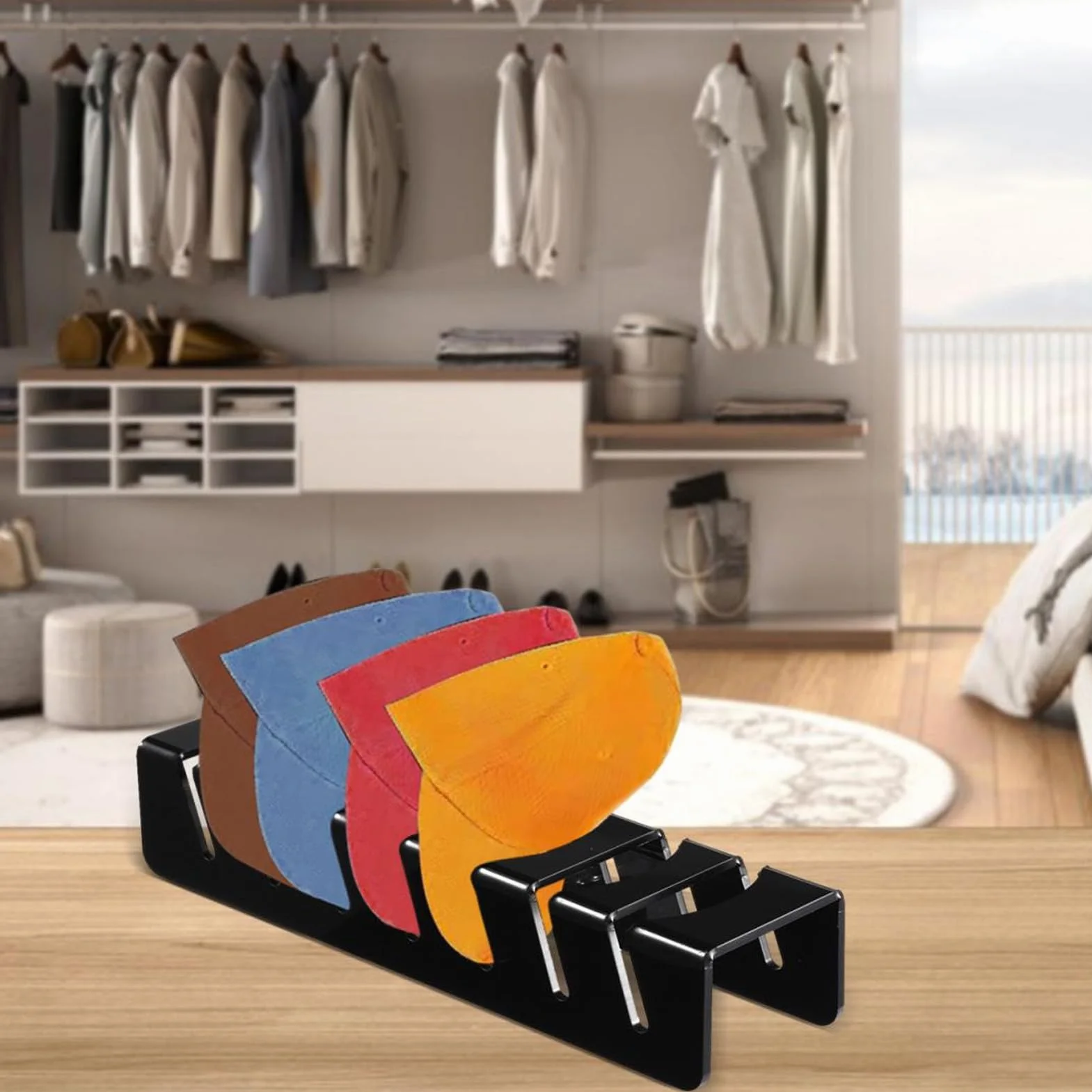 Acrylic Hat Stand for Baseball Caps Set, 2 Pcs Hat Organizer for 14 Caps, Display and Organizer for Bedroom, Closet, Office