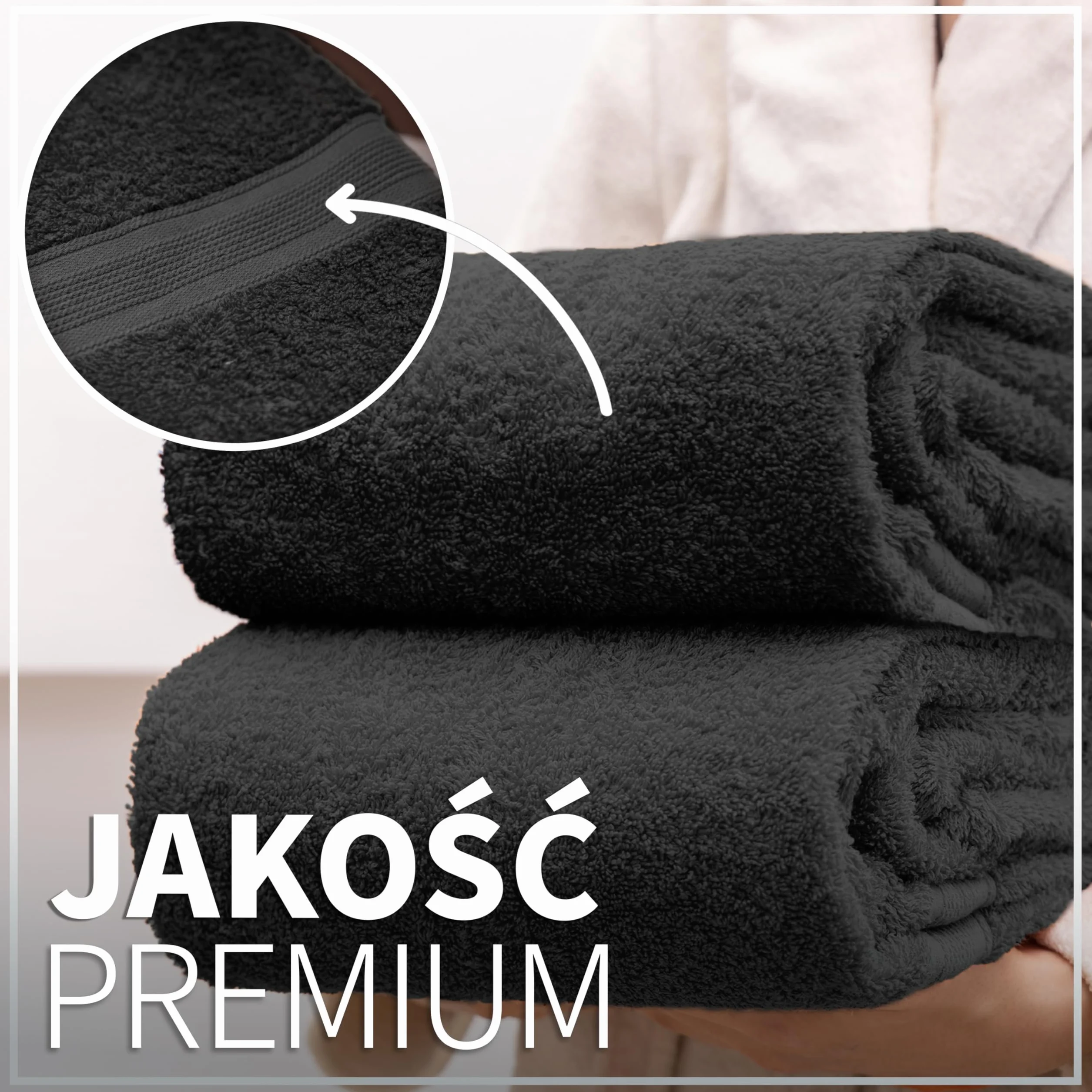 NatureMark 2-pak ręczników prysznicowych jakości premium 70 x 140 cm ręcznik prysznicowy dwupak kolor: czarny