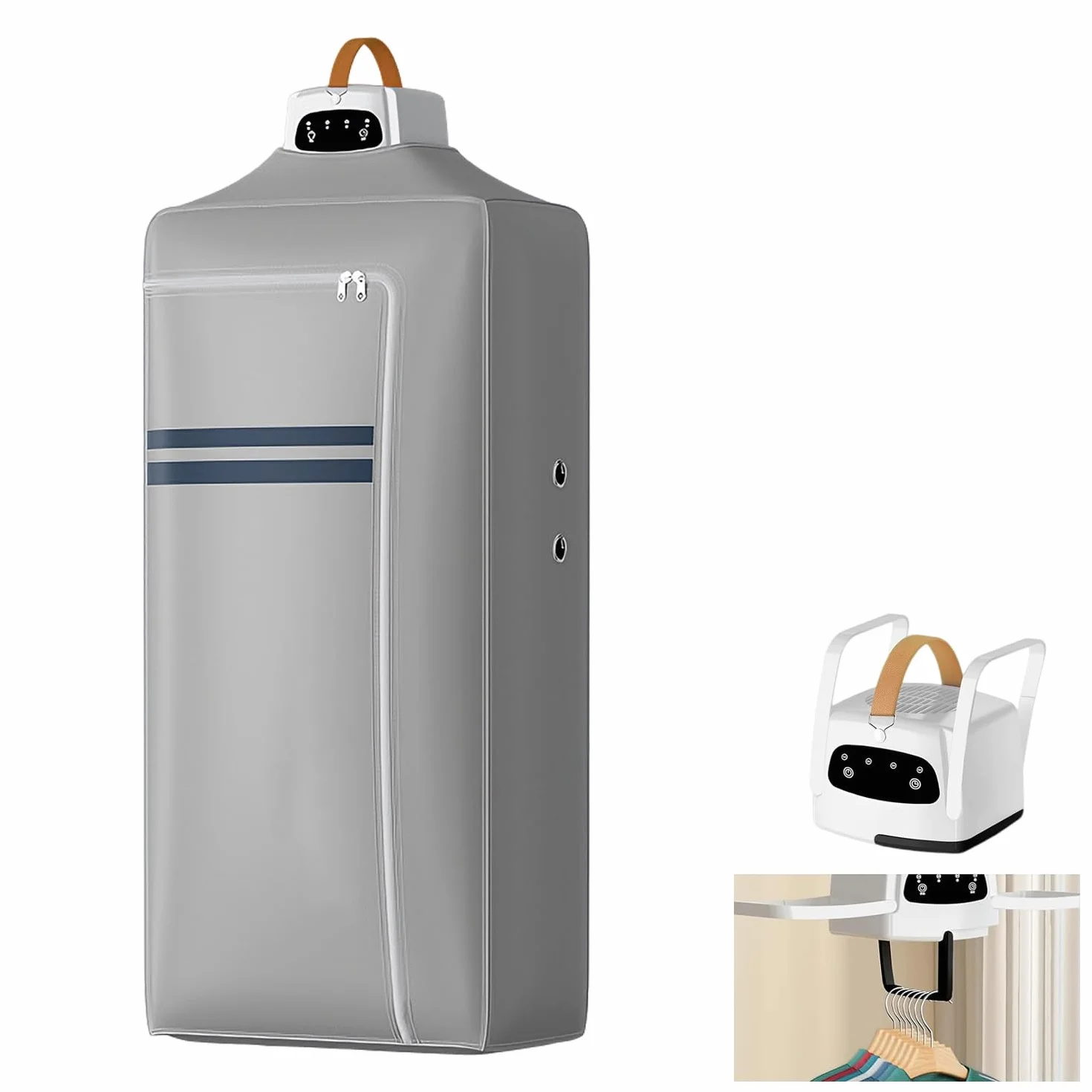 Przenośna suszarka do prania, 600 W, składana, mini suszarka z workiem do suszenia, elektryczna suszarka na gorące powietrze, mała z 360° suszeniem, 7-stopniowa konstrukcja szczelinowa, mini suszarka