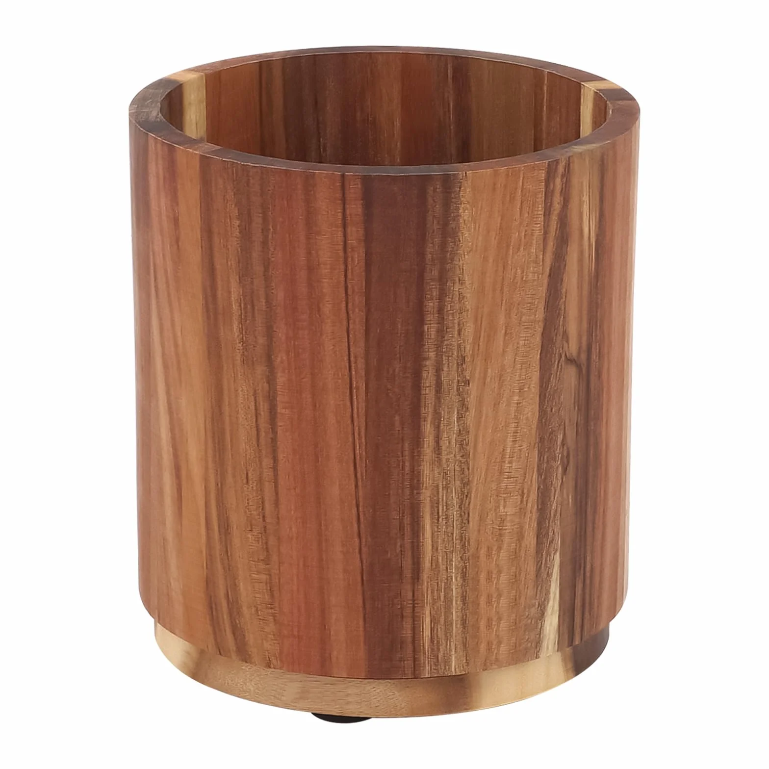 Drewniany uchwyt na przybory, obracany o 360°, blat na przybory kuchenne, sztućce kuchenne, uchwyt na sztućce, obrotowy organizer na sztućce do kuchni, 15 x 16,7 cm (okrągły)