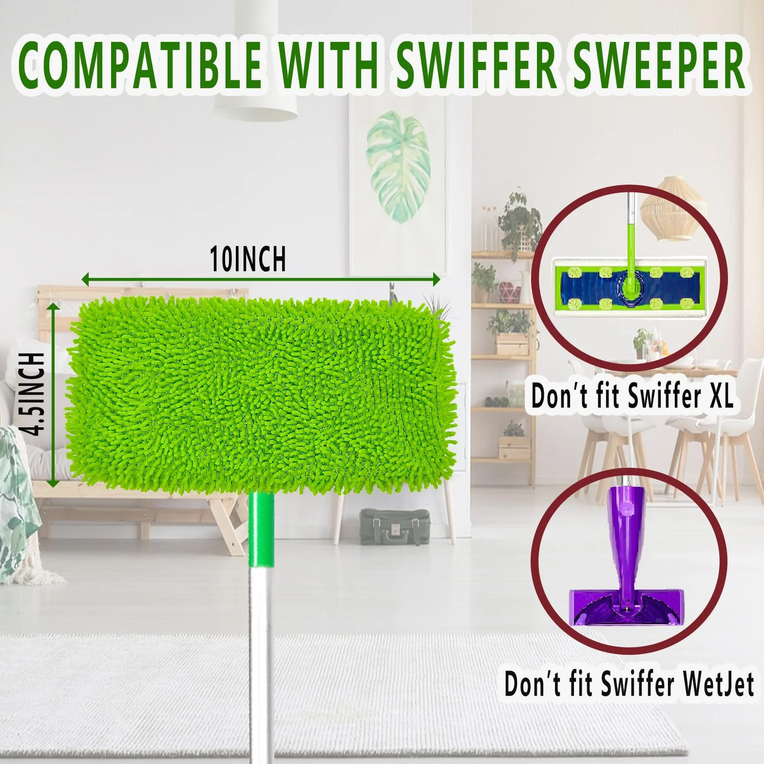 Podkładki do mopa z mikrofibry wielokrotnego użytku, nadające się do prania, kompatybilne z wkładami Swiffer Sweeper, suche ściereczki do zamiatania, zamiennik głowicy mopa, do czyszczenia w