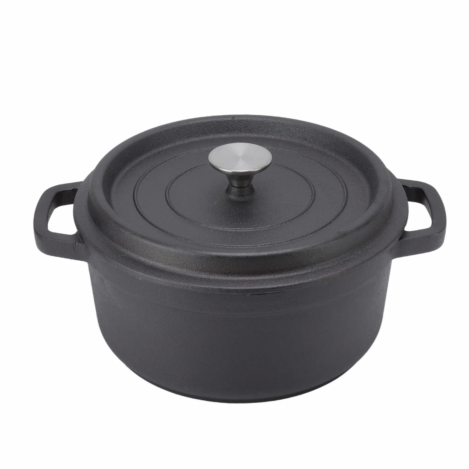 Naroote 24cm żeliwny Holenderski Garnek do Pieczenia z podwójną pętlą Niepowlekany Holenderski Piekarnik z Płaskim Dnem z pokrywką i Podwójnym Uchwytem z pętlą do Gulaszu z Zupy