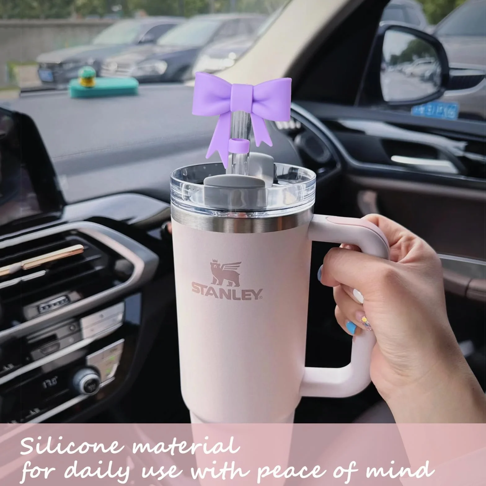 3 sztuki urocze osłony na słomkę dla kubka Stanley 30 i 40 uncji, silikonowe pokrywki do picia wielokrotnego użytku, 10 mm osłona na słomkę dla kubka Stanley Tumbler, świąteczne akcesoria do kubka