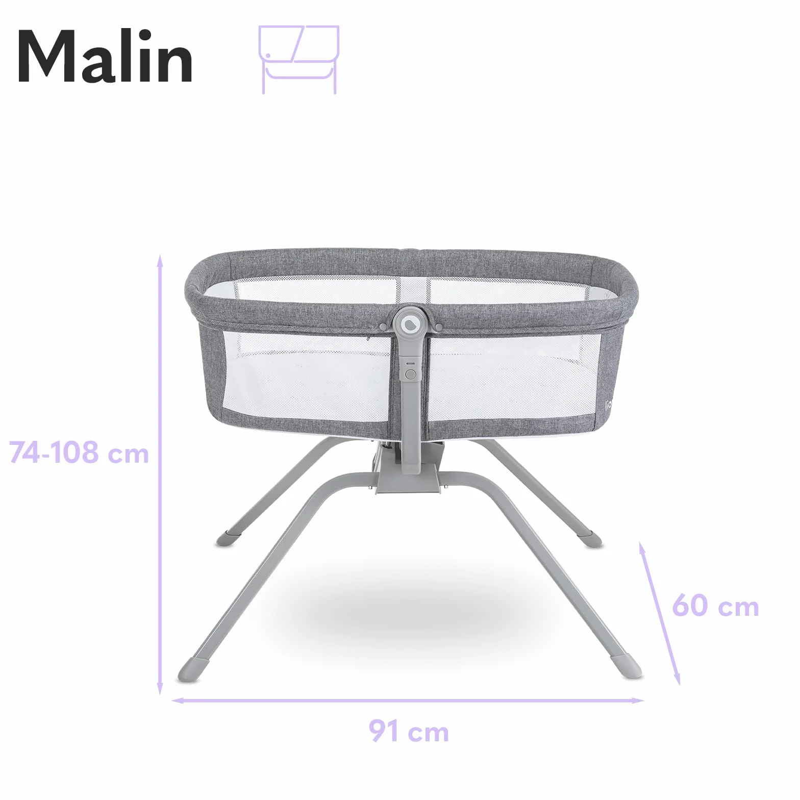 LIONELO Malin 3w1 Kołyska, łóżeczko turystyczne dla niemowląt z materacem od 0 do 9kg, składane, system bujania, regulacja nachylenia, szybki montażu, torba turystyczna w zestawie, ultra lekkie
