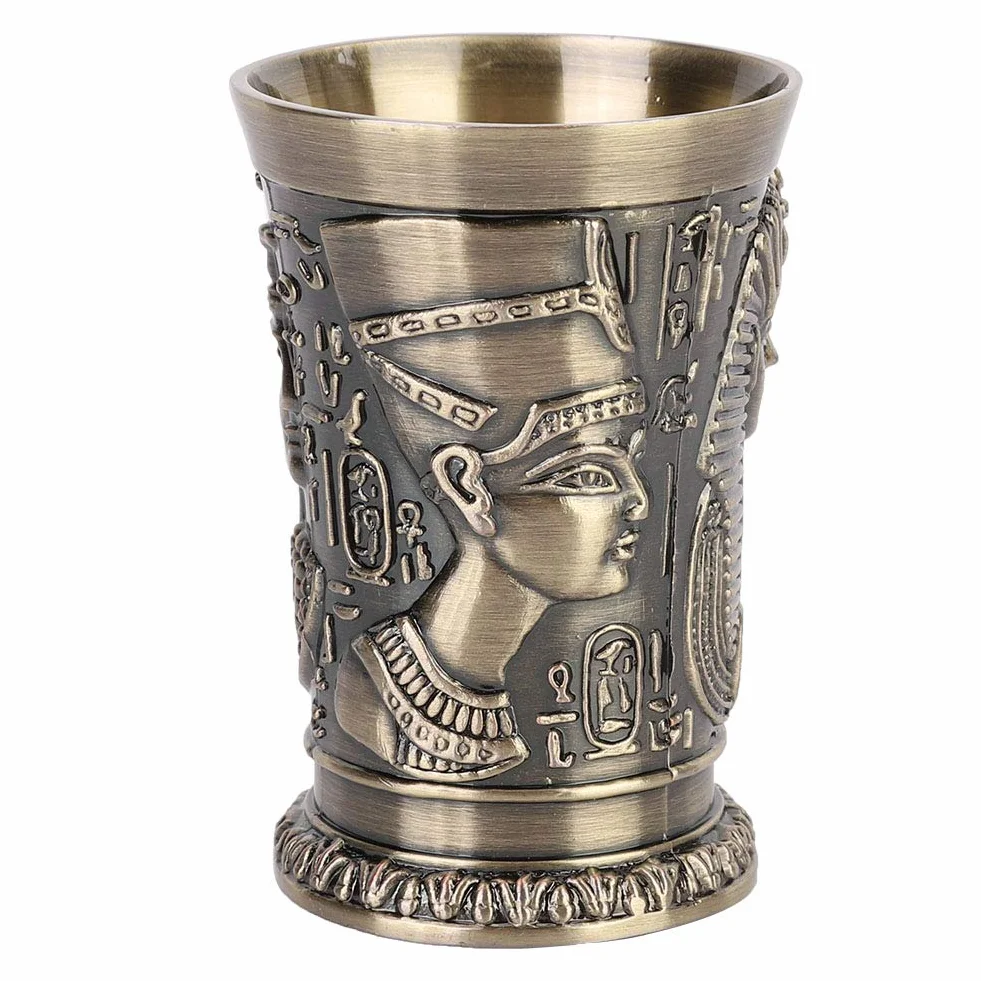 Nikou Kubek do wina w stylu vintage, metalowy kieliszek do wina, kreatywne kieliszki do kieliszków w stylu egipskim, sztuka, rzemiosło, dekoracja, ozdoby do szafki na wino, ozdoby domowe (zielony