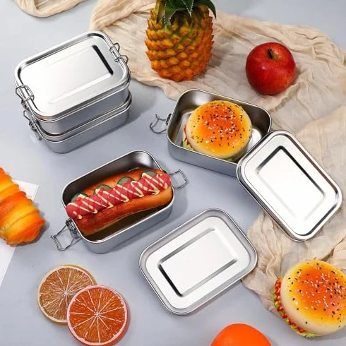 Bento Box zestaw pojemników na lunch i przekąski, wielokrotnego użytku, nadaje się do mycia w zmywarce, 4 sztuki