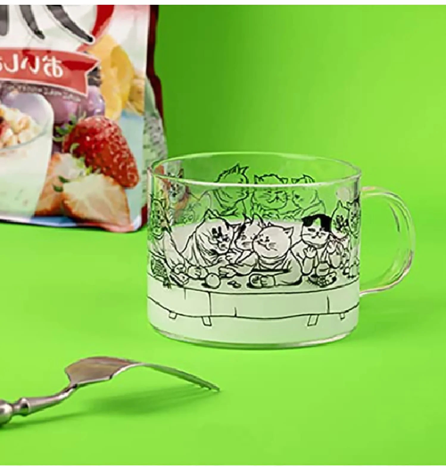 ERLUN Szklany kosz dla kota przezroczyste kubki ze szkła borokrzemowego śniadanie płatki owsiane z uchwytem do kawy, latte, soku, mleka, jogurtu, deseru, herbaty, śniadania owsianki