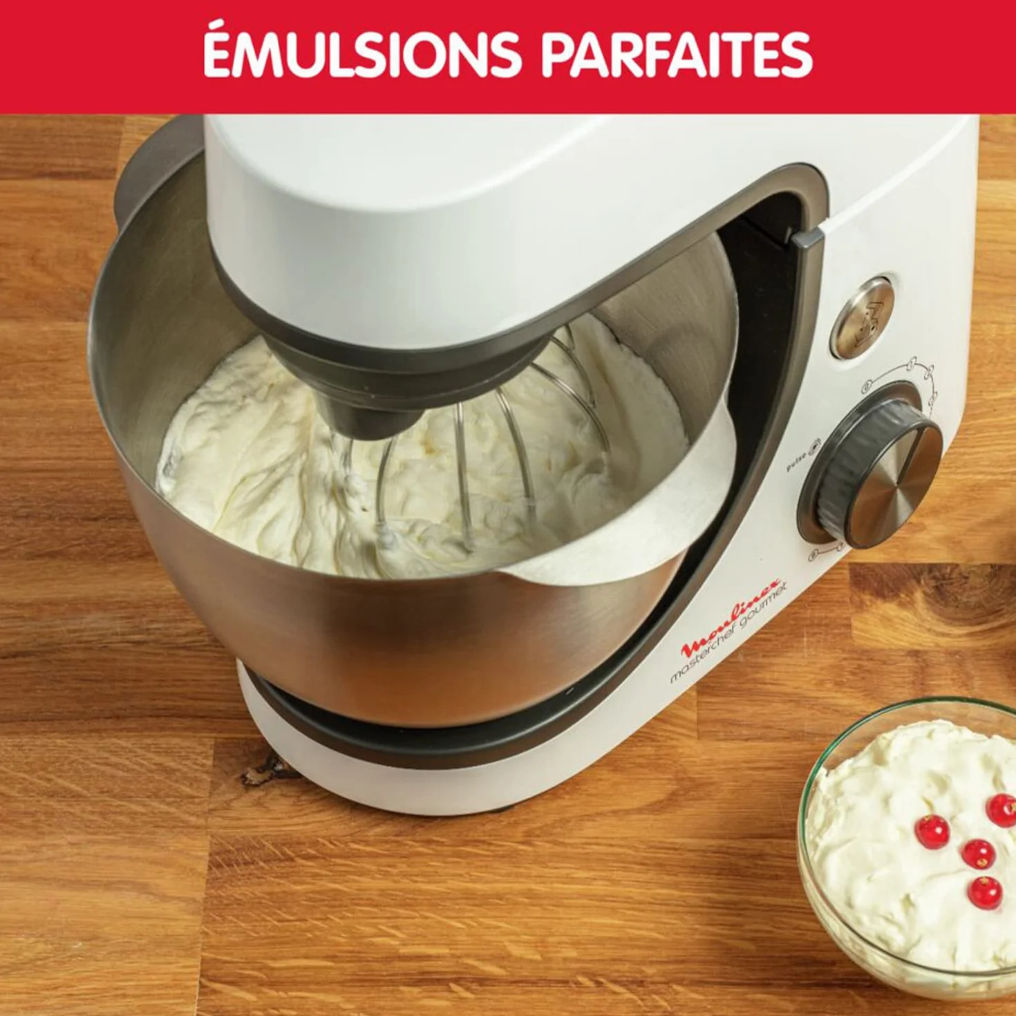 Moulinex Robot do ciasta, pojemność miski 4,6 l, 8 prędkości + Pulse, technologia Whisk dla idealnego ubijania, perkusista i ubijanie z odlewu aluminiowego, 1100 W, Gourmet Masterchef White QA510110